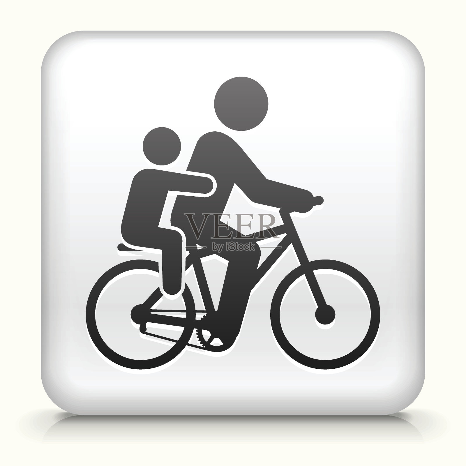 方形按钮与自行车家庭插画图片素材