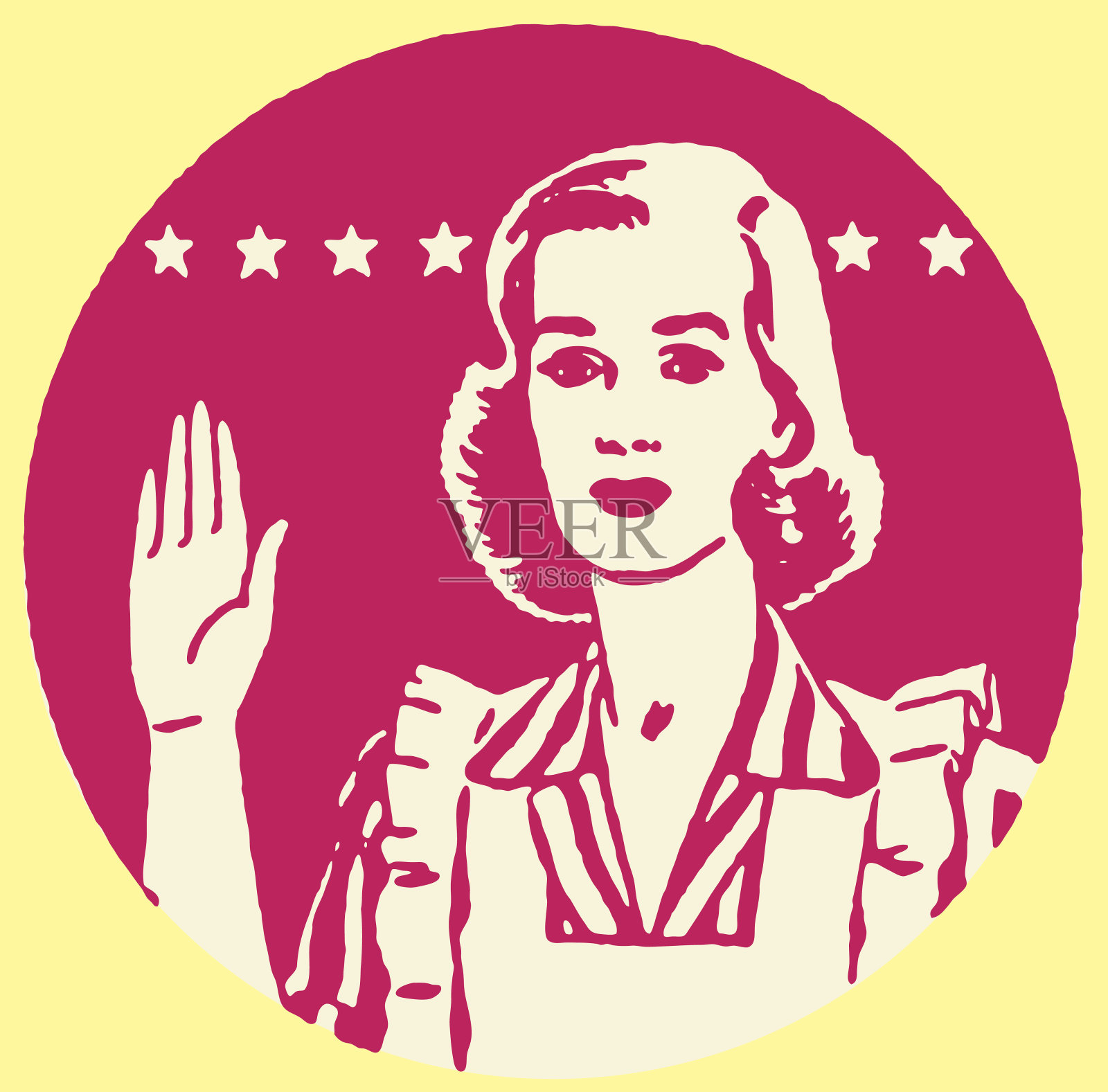 穿着围裙的女人正在许愿插画图片素材