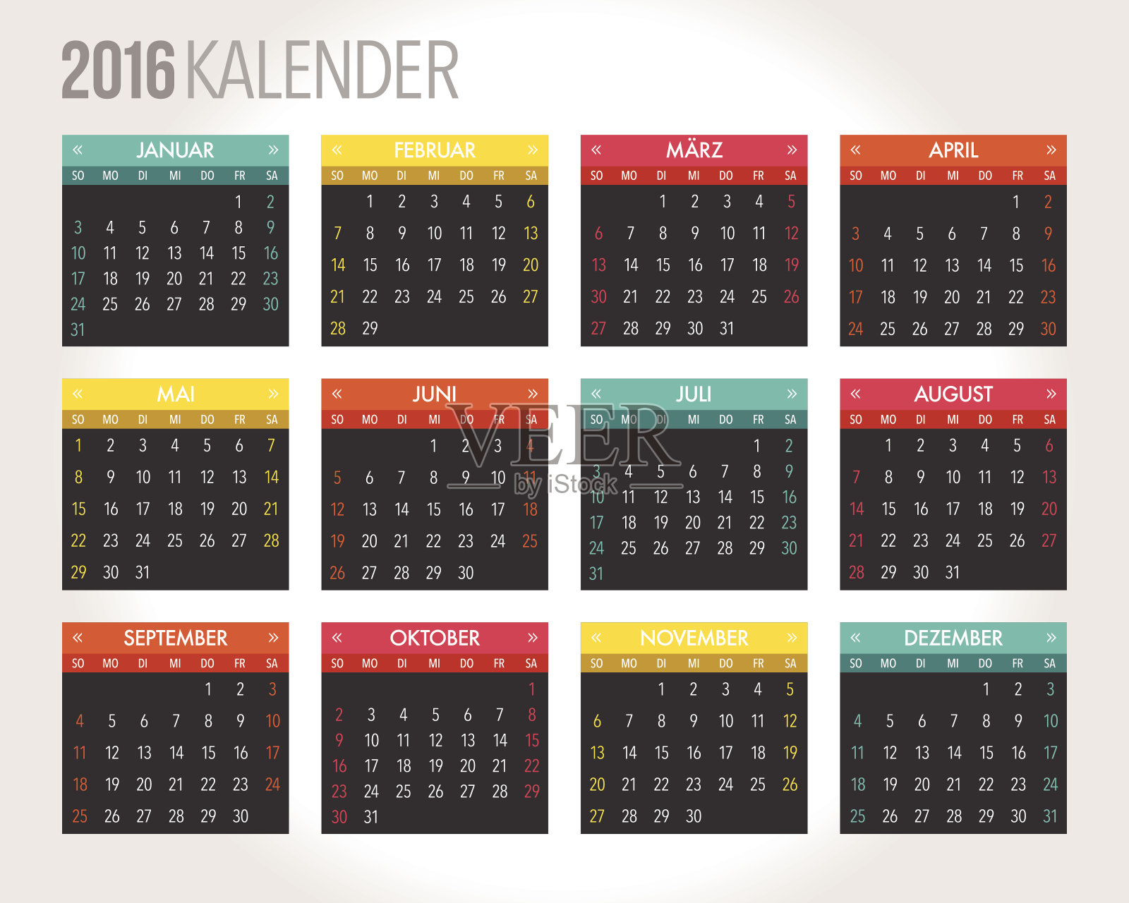 2016年德国日历模板设计模板素材
