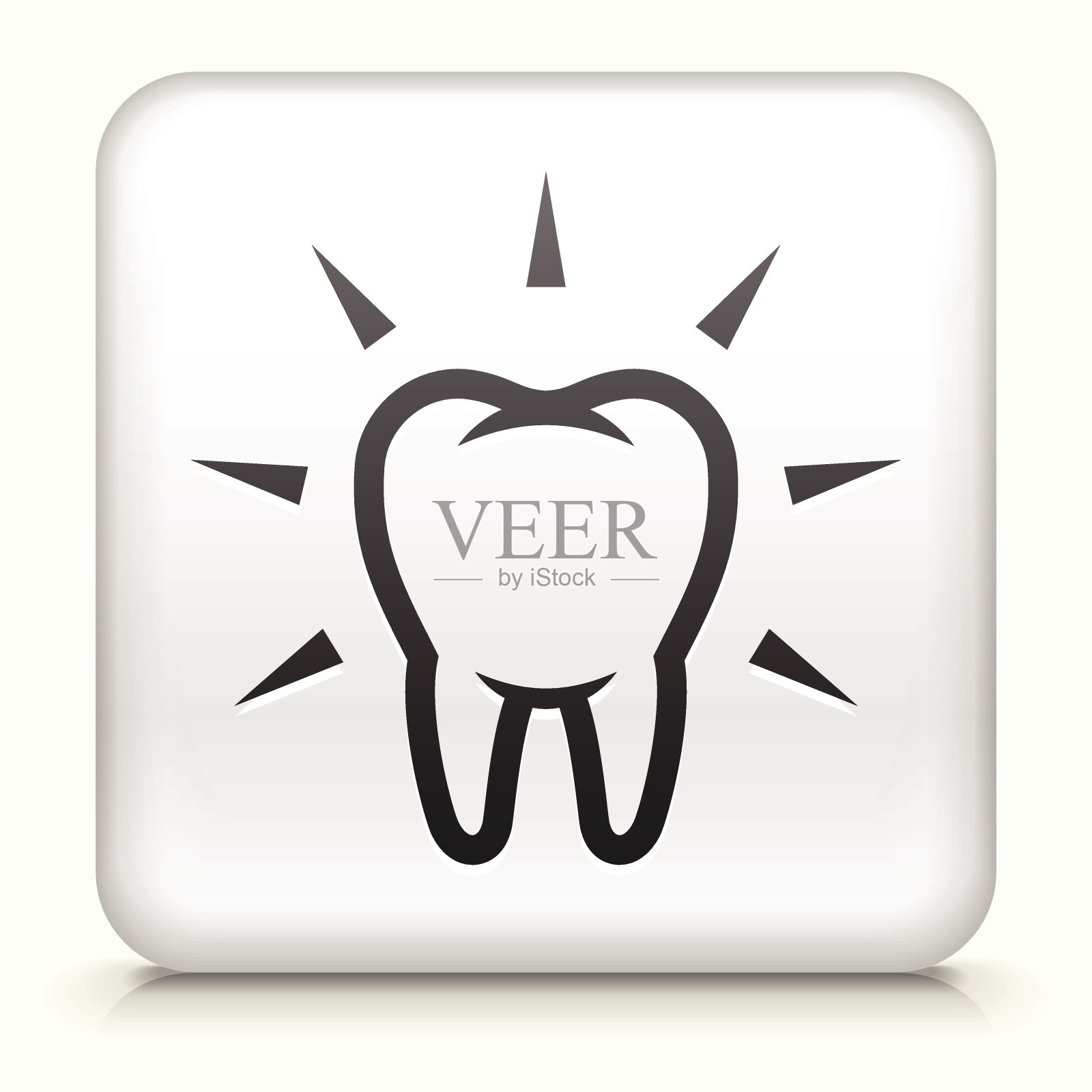 白色方形按钮,牙齿干净强壮插画图片素材