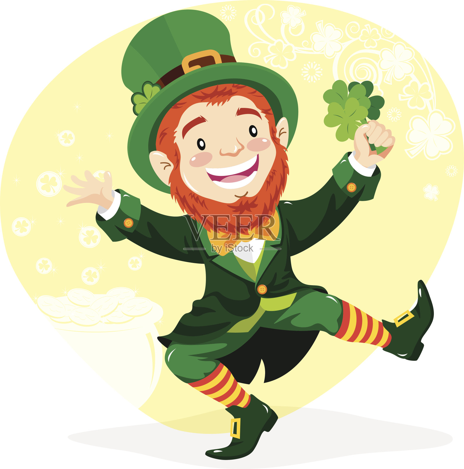 小妖精和三叶草插画图片素材