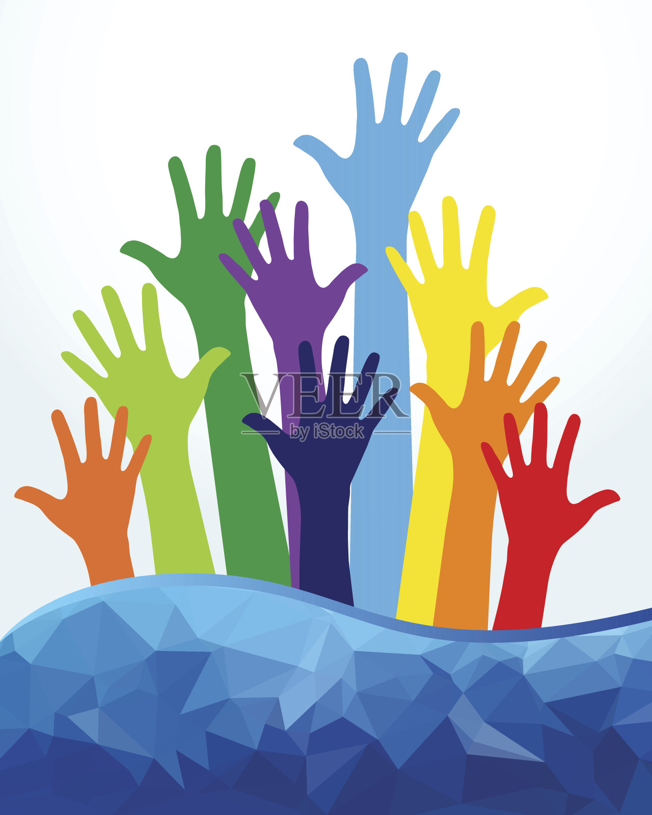 彩色的人手插画图片素材