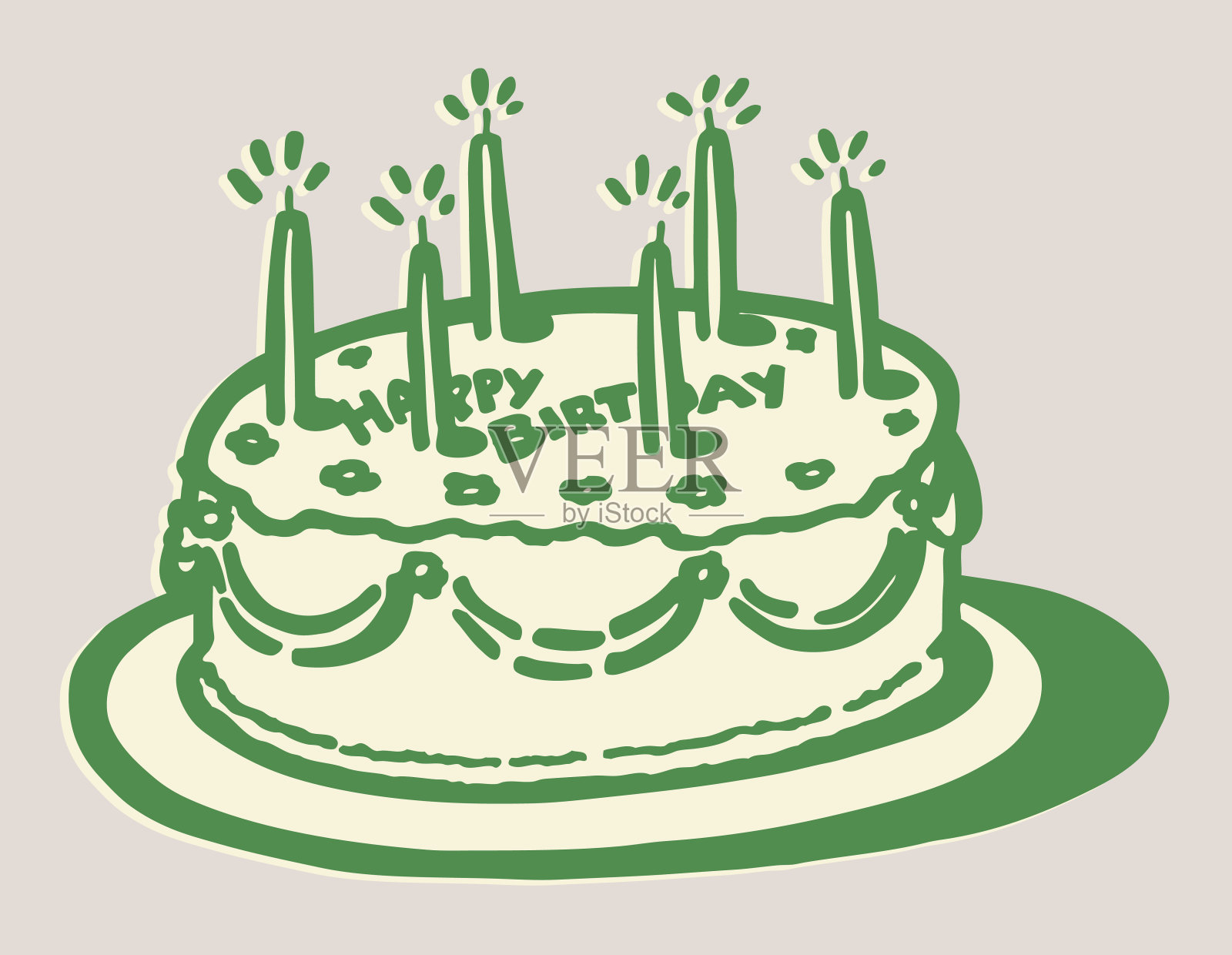 六支蜡烛的生日蛋糕插画图片素材