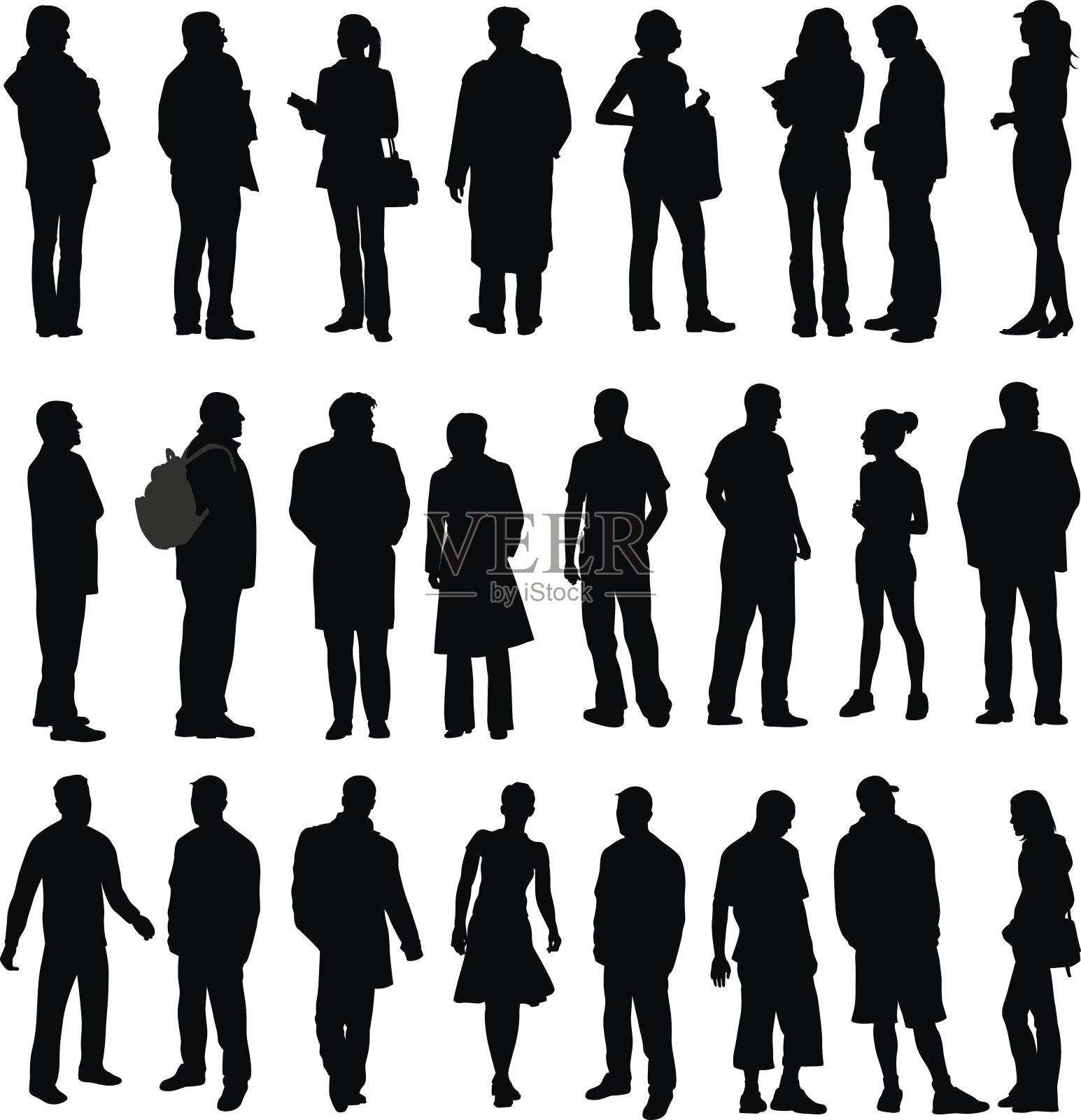 各种成年人剪影收藏插画图片素材