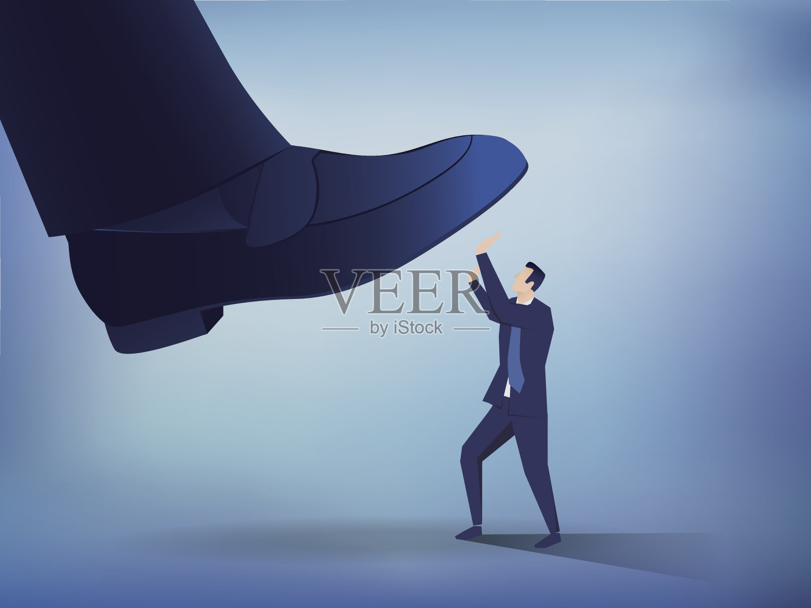 大脚踩在商人身上插画图片素材