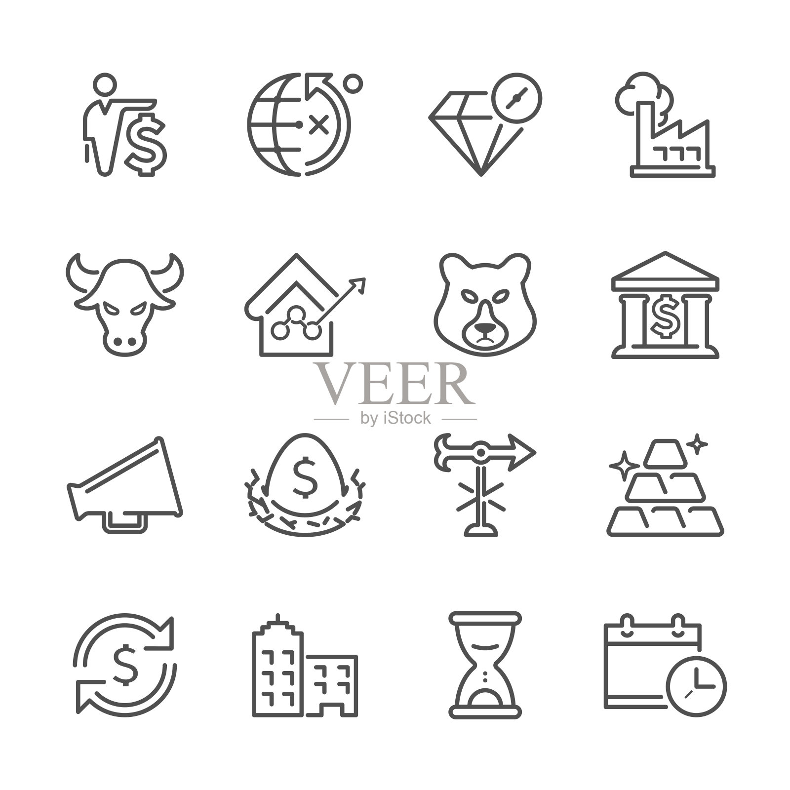 直线图标-商业和投资系列图标素材