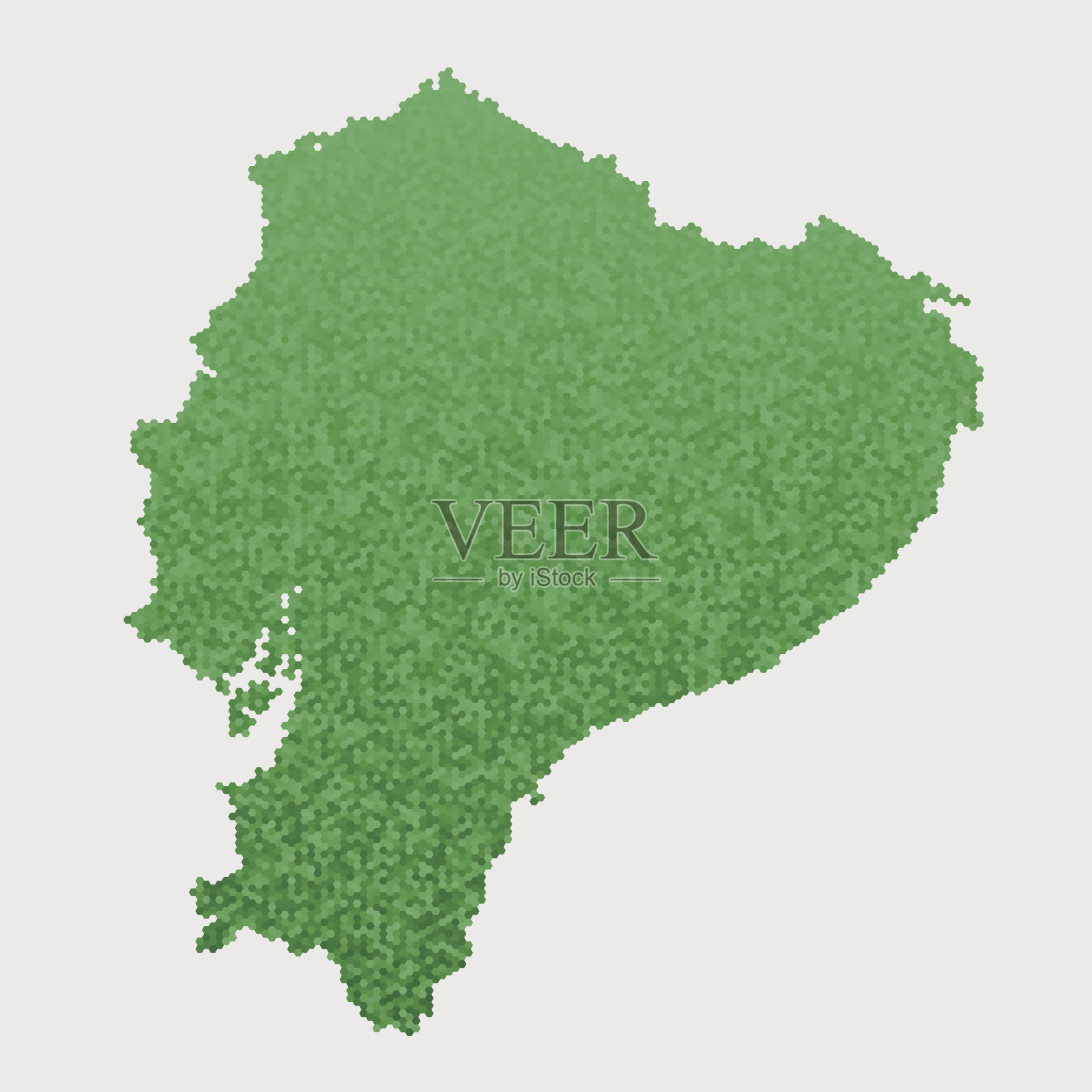 厄瓜多尔地图绿色六边形图案插画图片素材