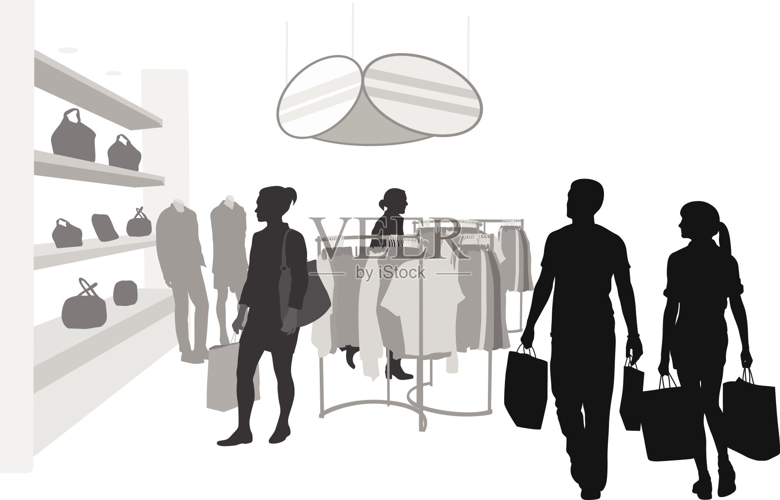 站在商店里的人插画图片素材