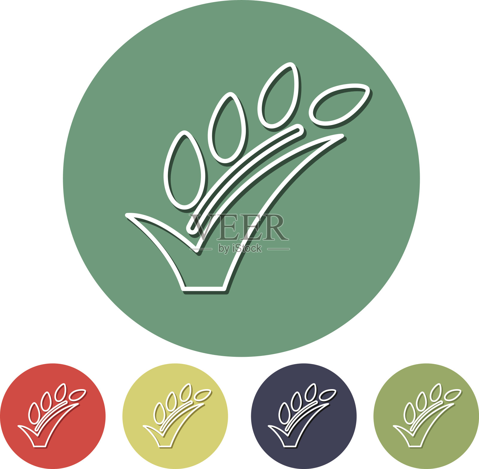 细线艺术图标设置谷粒检查标记插画图片素材