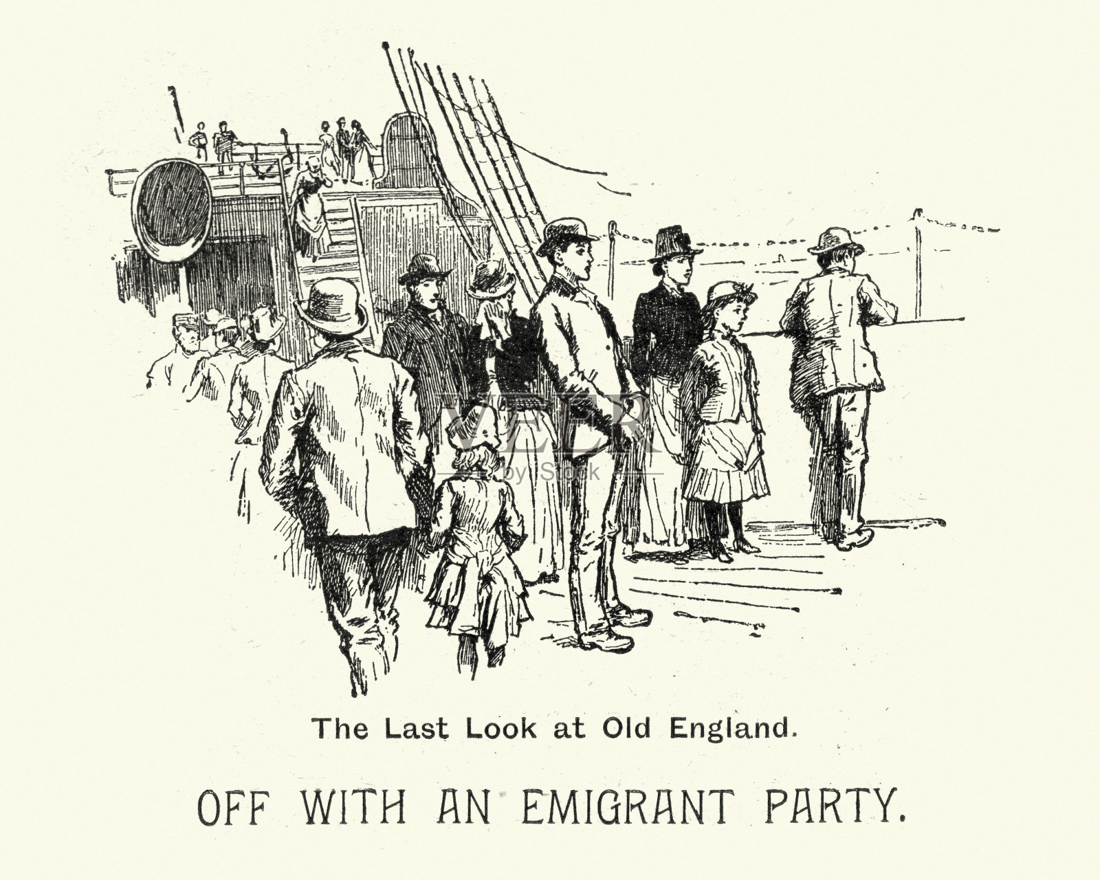 移民到殖民地,19世纪插画图片素材