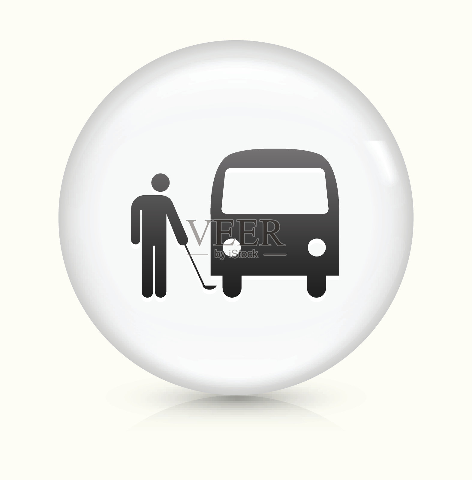 检查汽车图标上的白色圆形矢量按钮插画图片素材