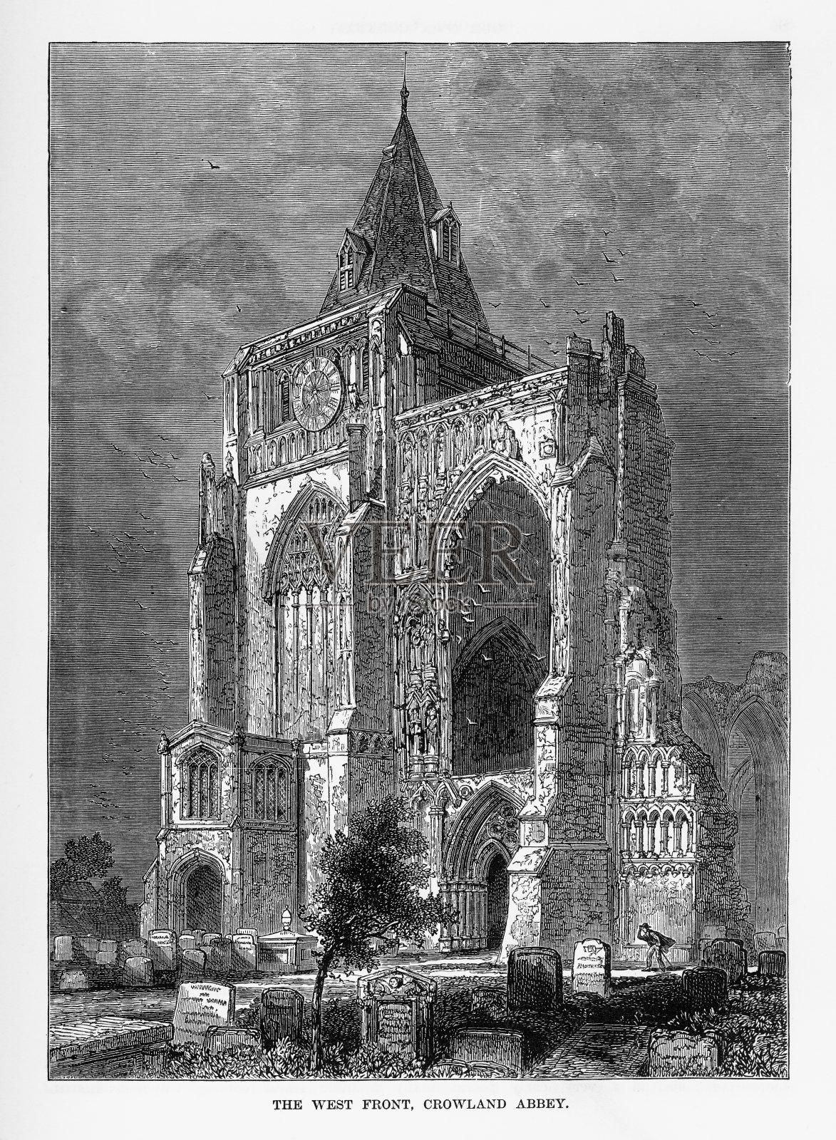 维多利亚时代版画,大约1840年插画图片素材