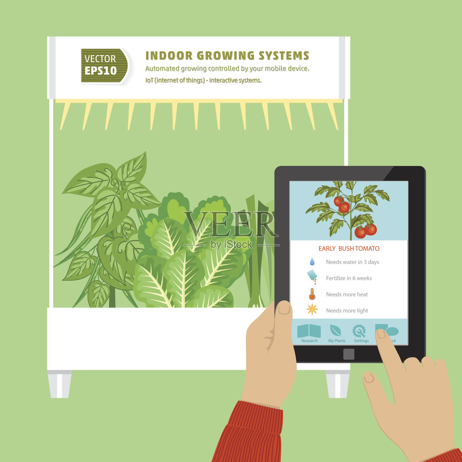 物联网水培室内种植系统概念插画图片素材