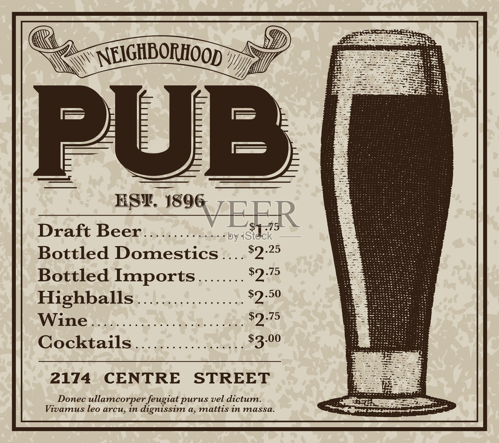 复古维多利亚风格的酒吧广告插画图片素材