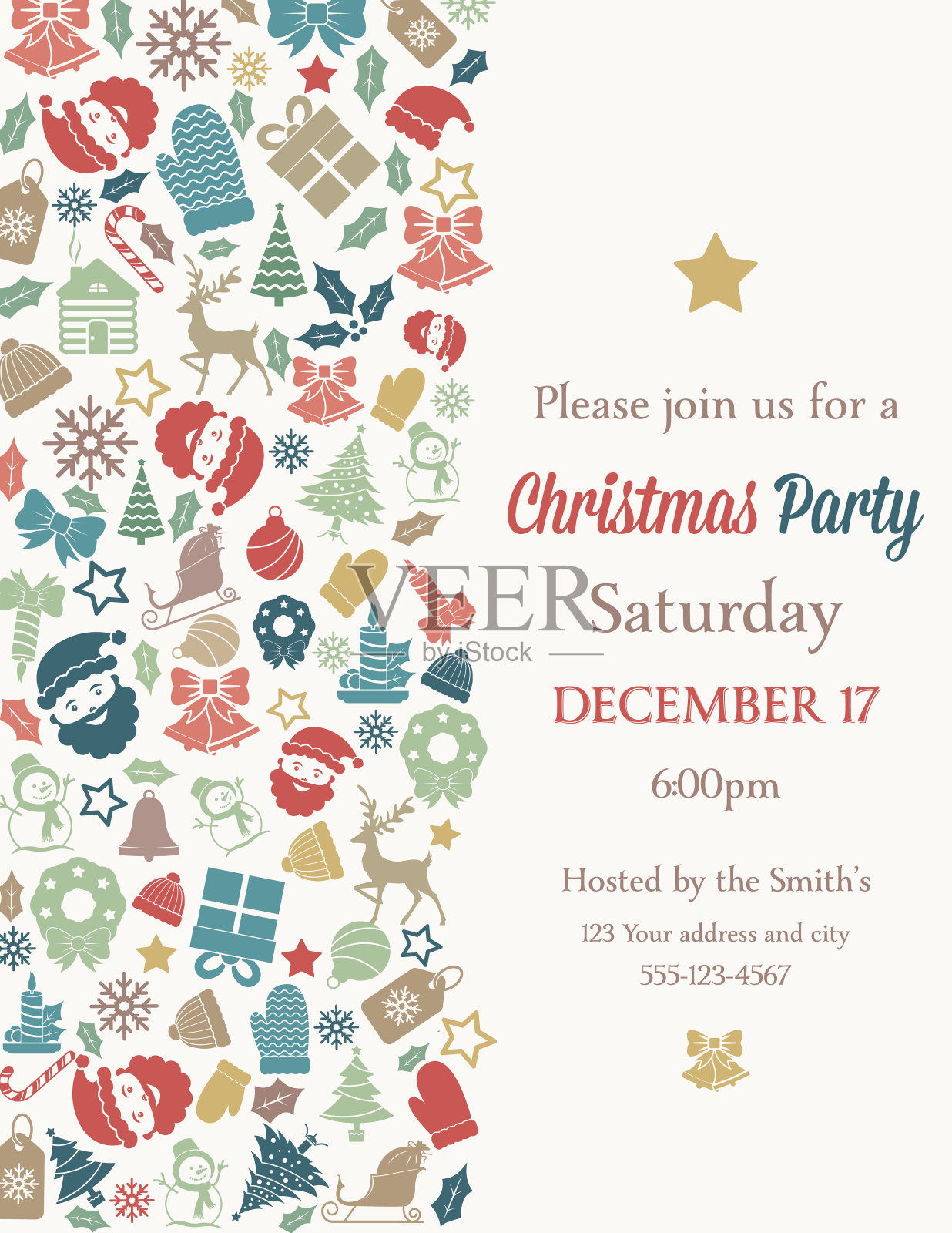 复古灵感圣诞派对邀请模板设计模板素材