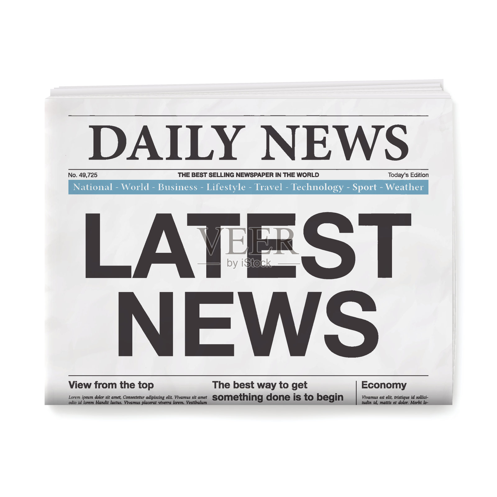 最近的新闻标题。报纸孤立在白色背景上插画图片素材