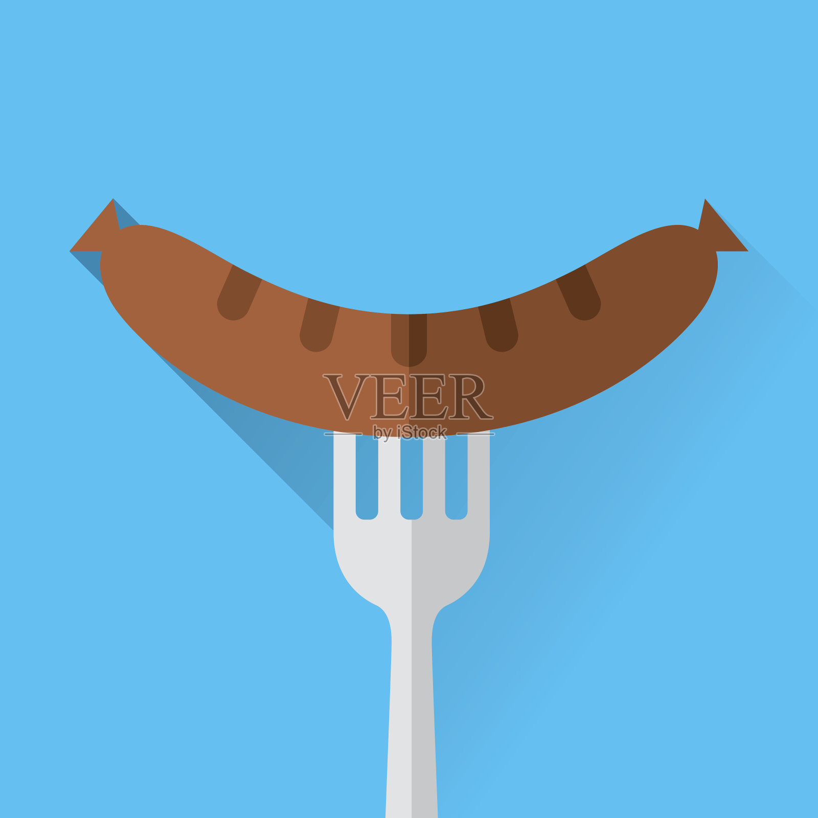 叉子上的烤香肠设计元素图片