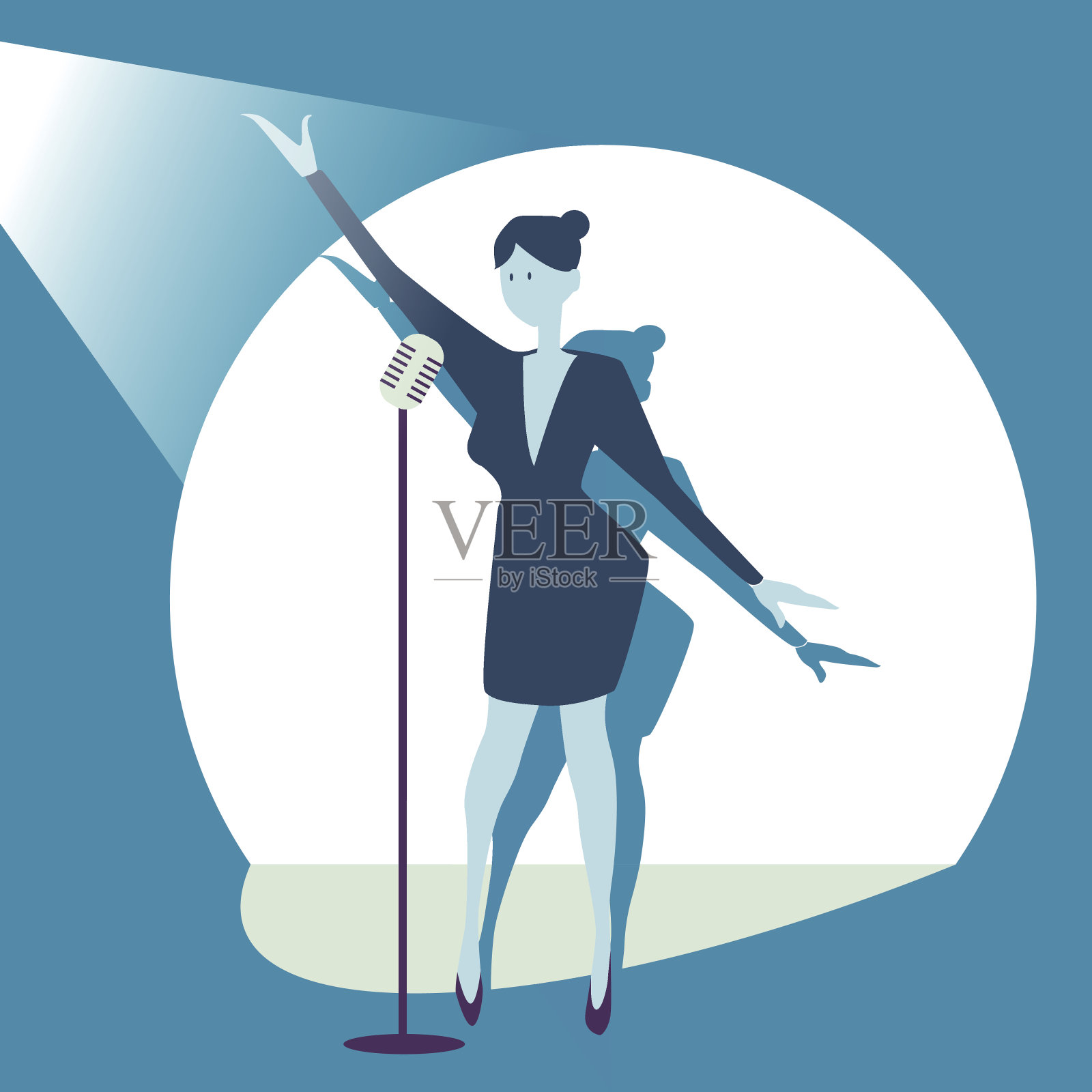 商业、女性、演讲、领袖、聚光灯插画图片素材