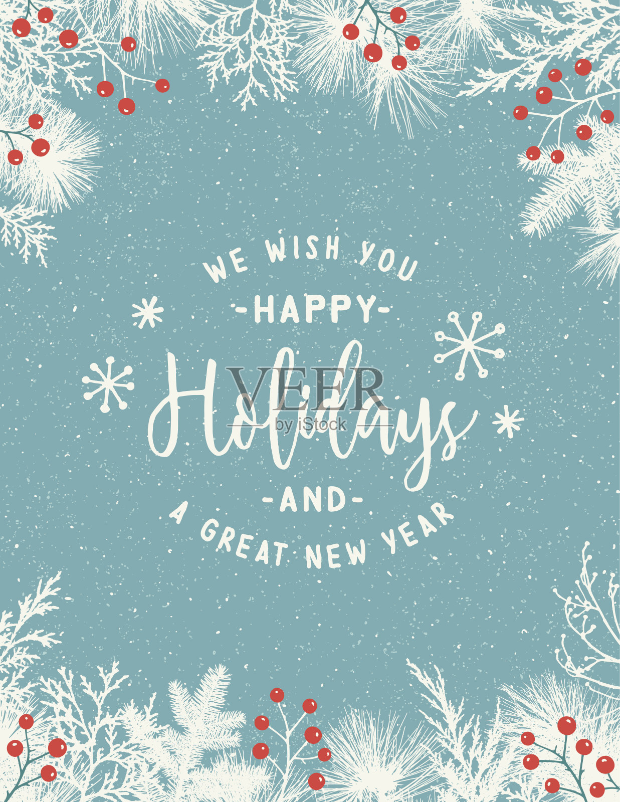 假日框架背景与常绿的树枝插画图片素材