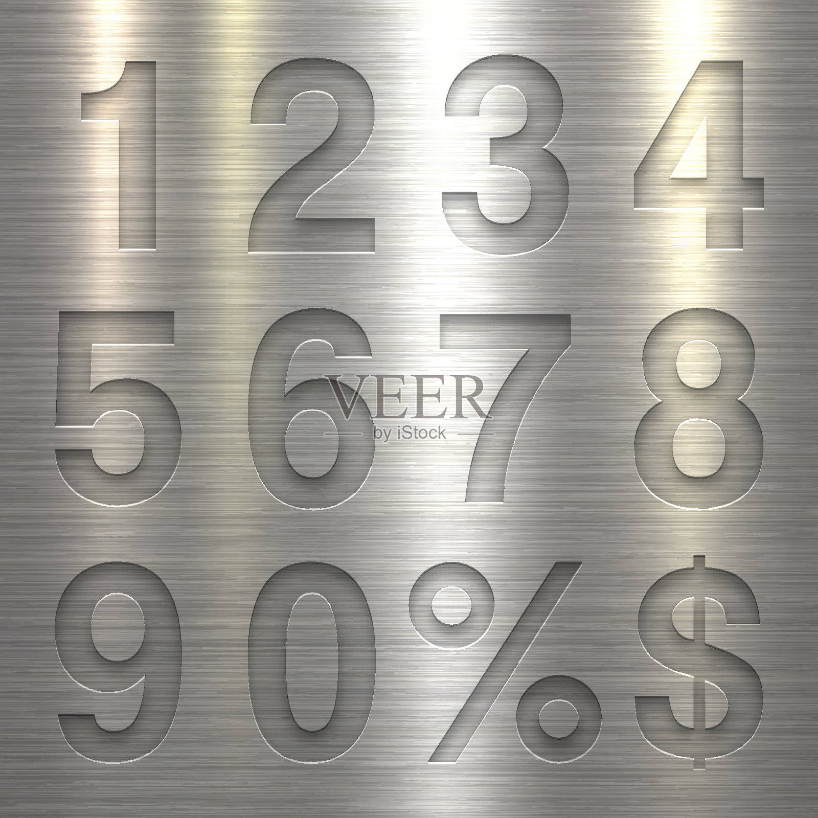 数字设计-数字的金属纹理背景插画图片素材