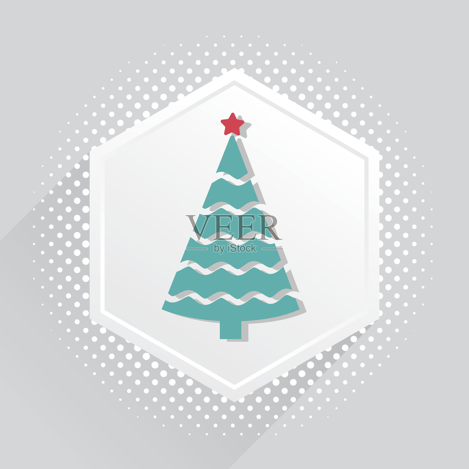 矢量徽章标签与圣诞树图标插画图片素材
