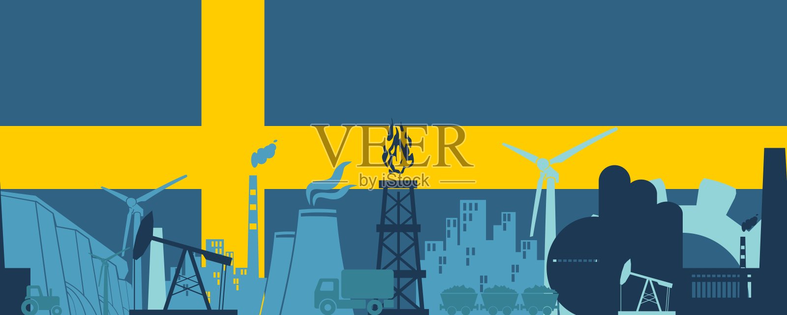 能源和电源图标设置。头旗帜插画图片素材