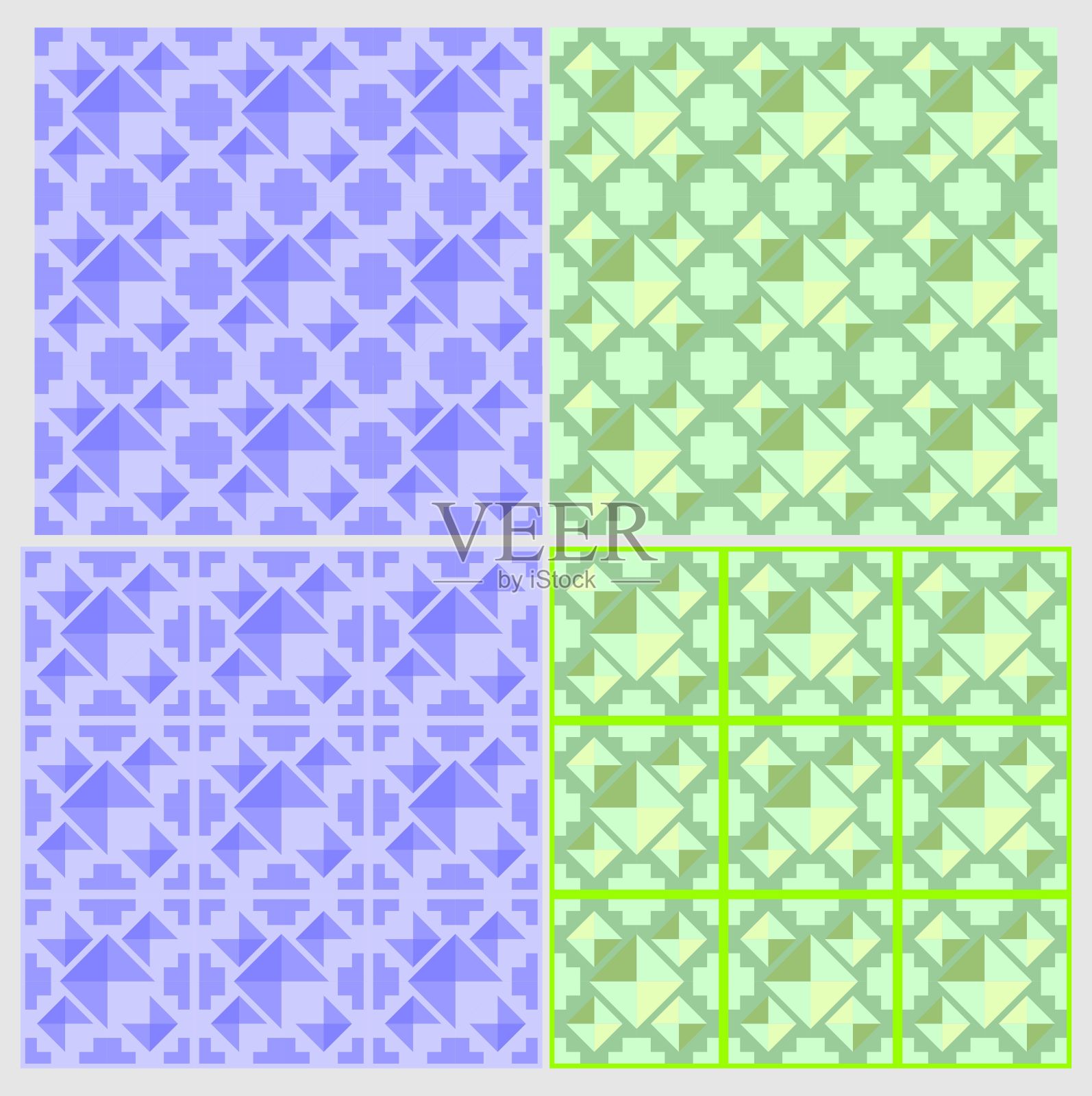 4种图案和瓷砖设计元素插画图片素材