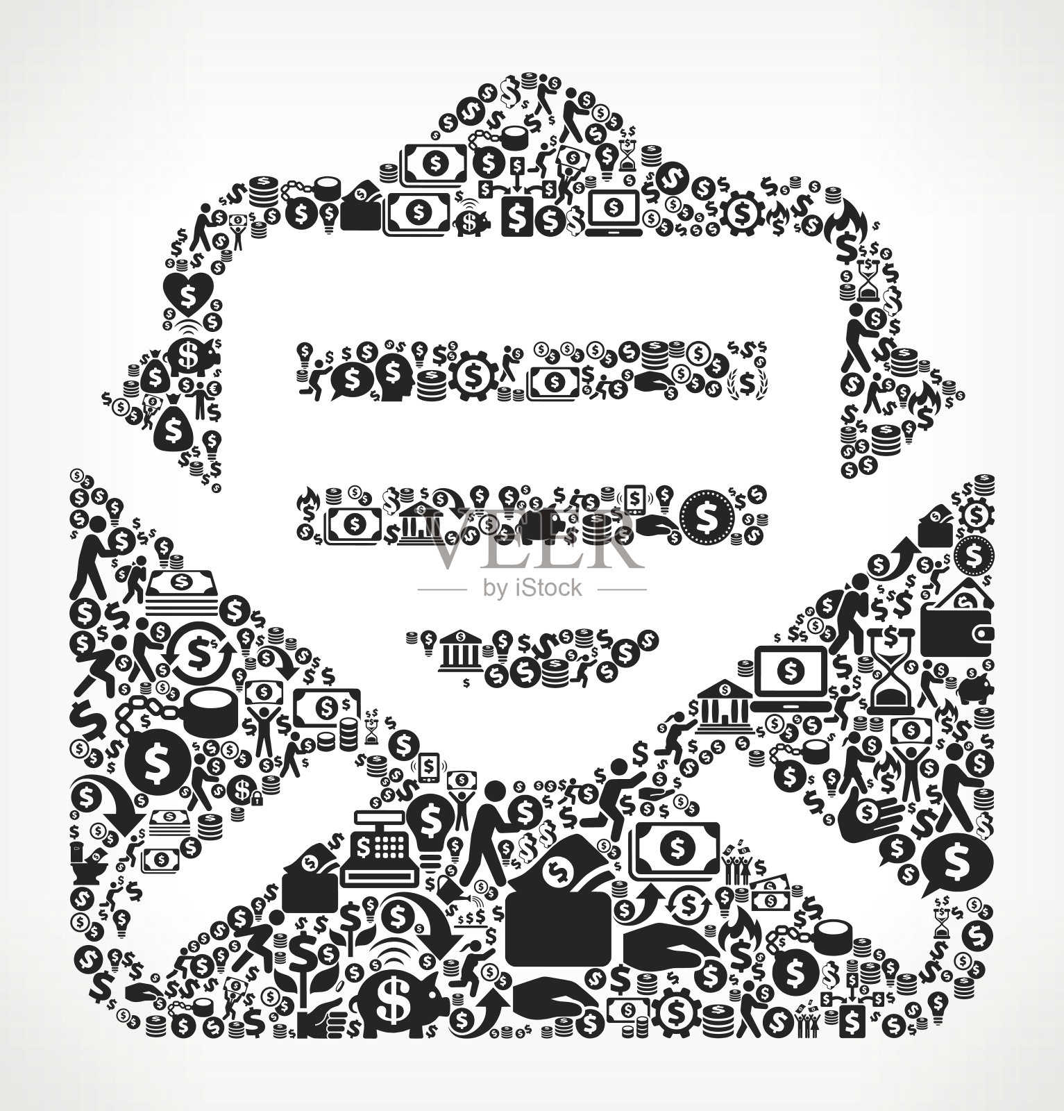 字母金钱和金融黑色和白色图标背景插画图片素材