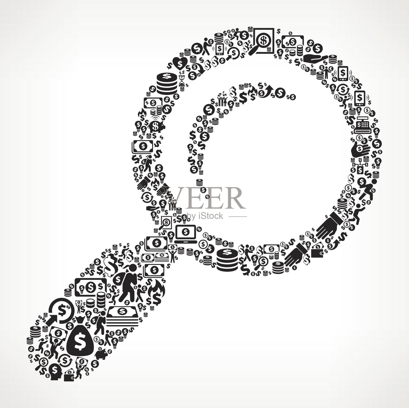 搜索金钱和金融黑白图标背景插画图片素材