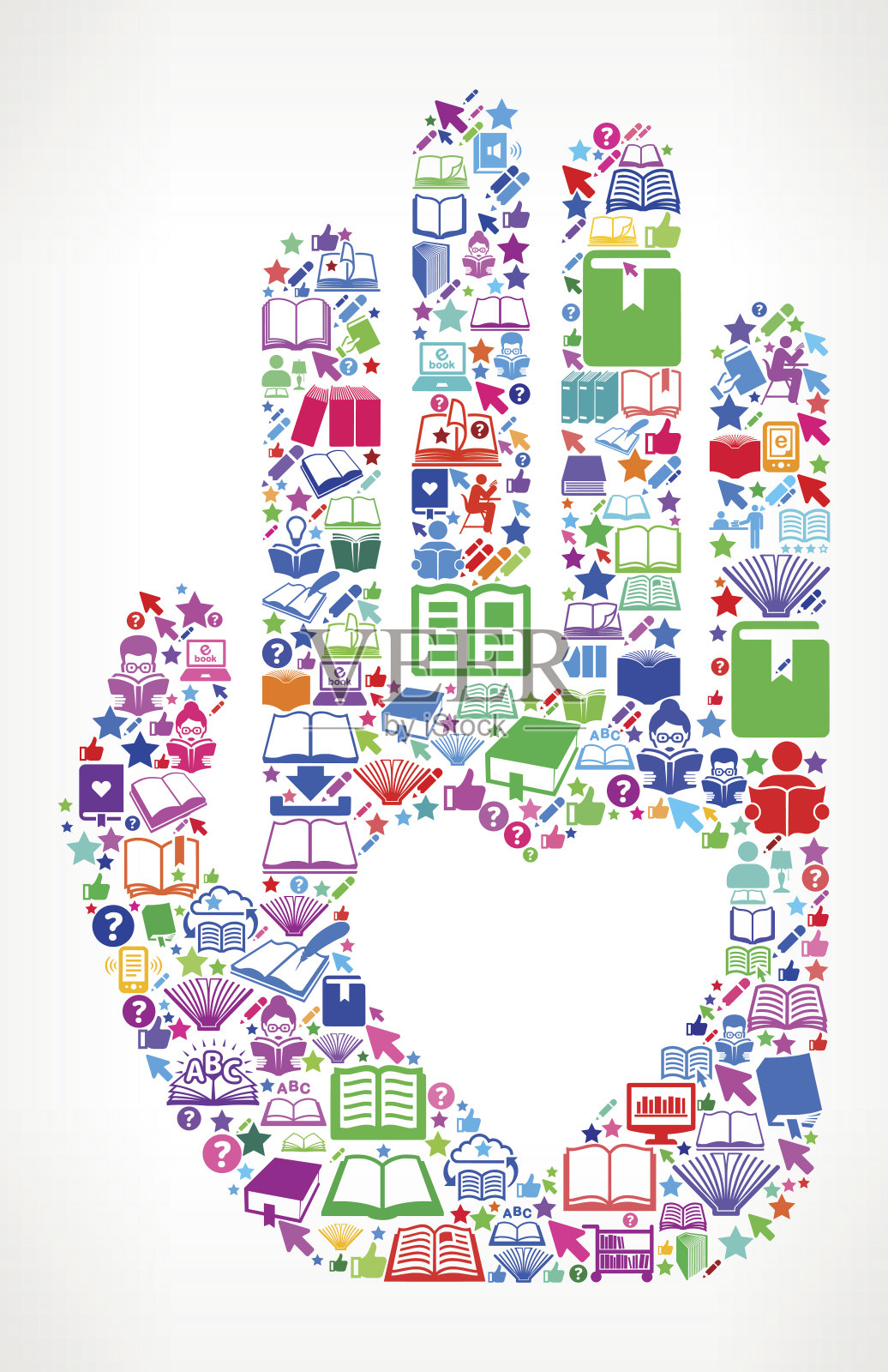 爱手阅读书籍和教育矢量图标背景插画图片素材