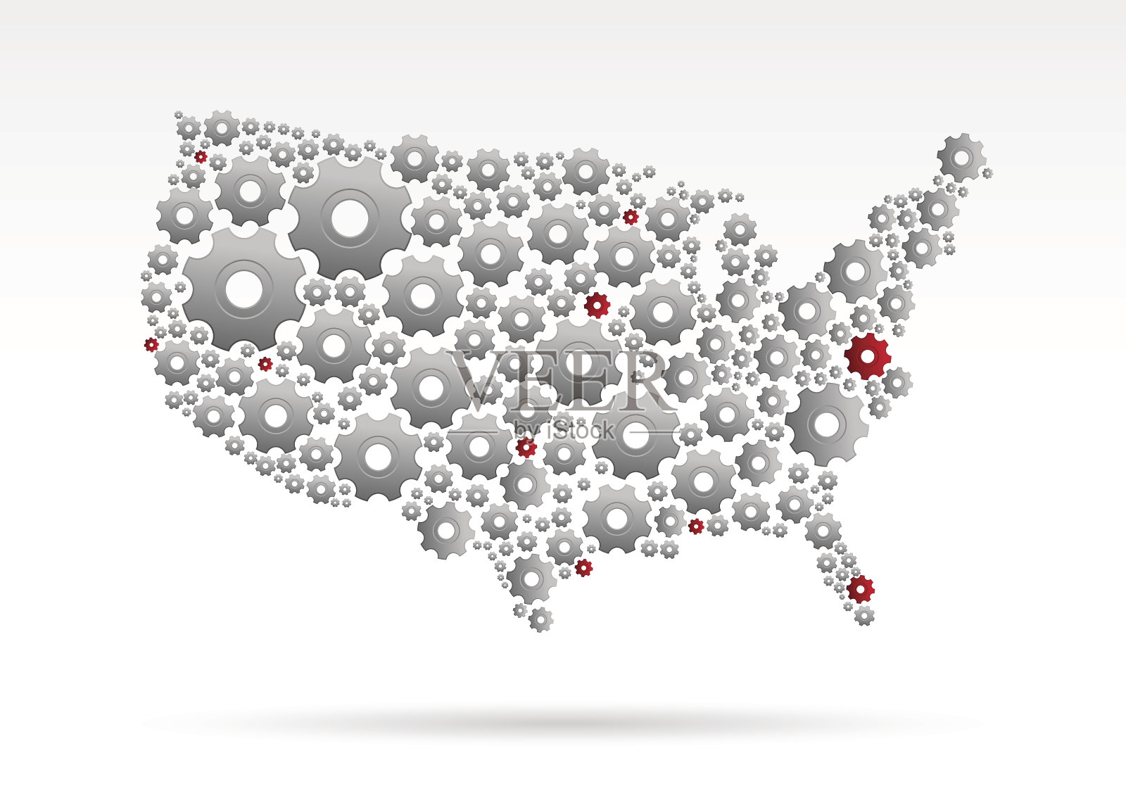 美国齿轮地图上的白色背景插画图片素材