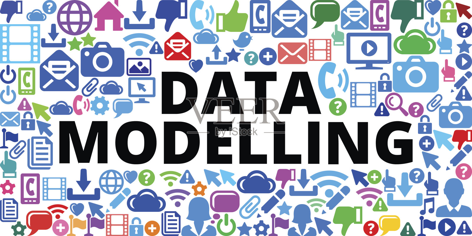互联网通信矢量图标背景技术的数据建模插画图片素材