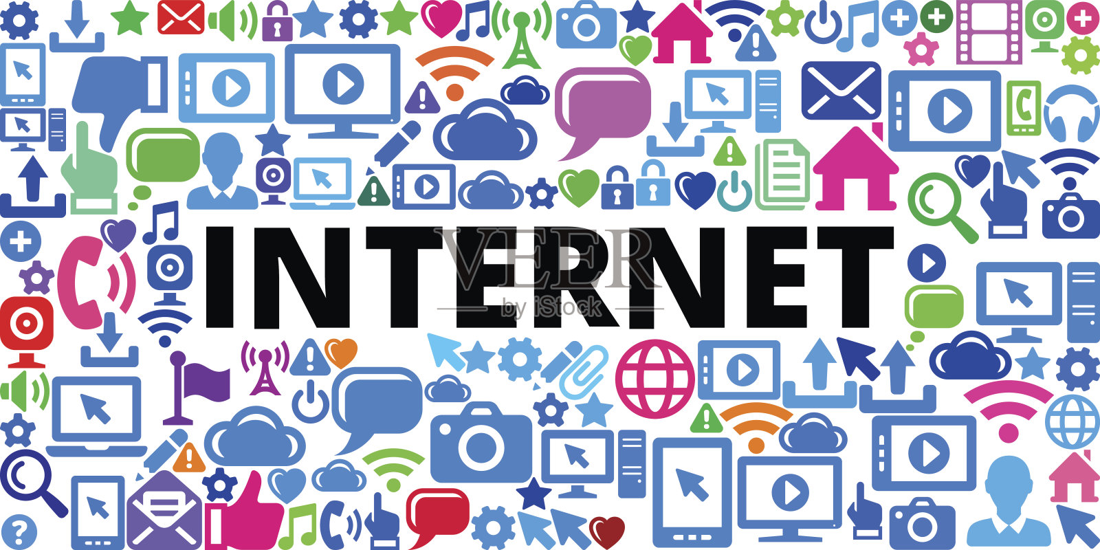 互联网上的技术互联网通信矢量图标背景插画图片素材