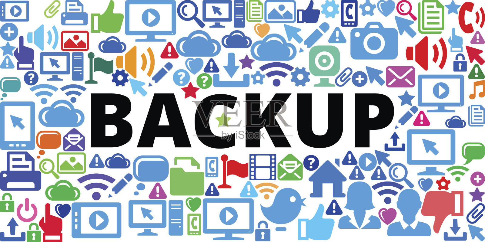备份技术互联网通信矢量图标背景插画图片素材