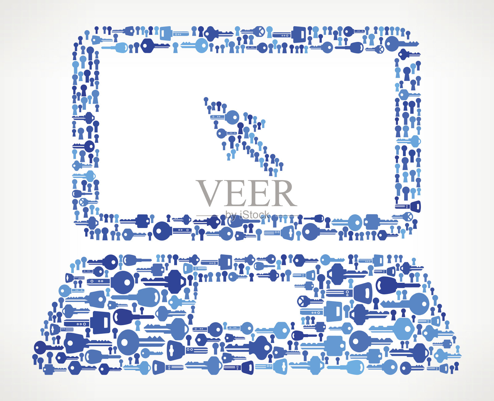 笔记本电脑和光标键模式向量图形插画图片素材