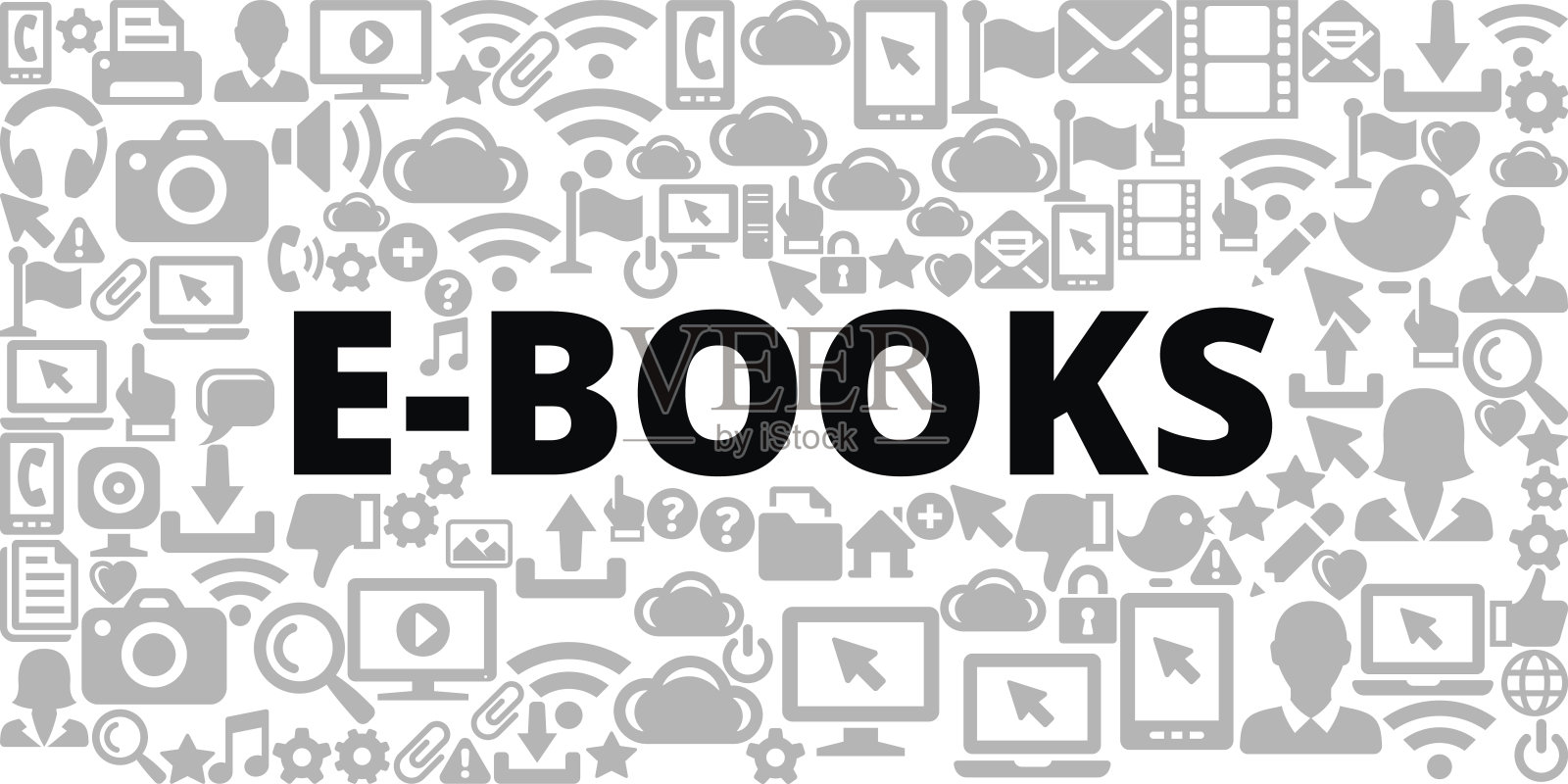 电子图书技术互联网通讯矢量图标背景插画图片素材