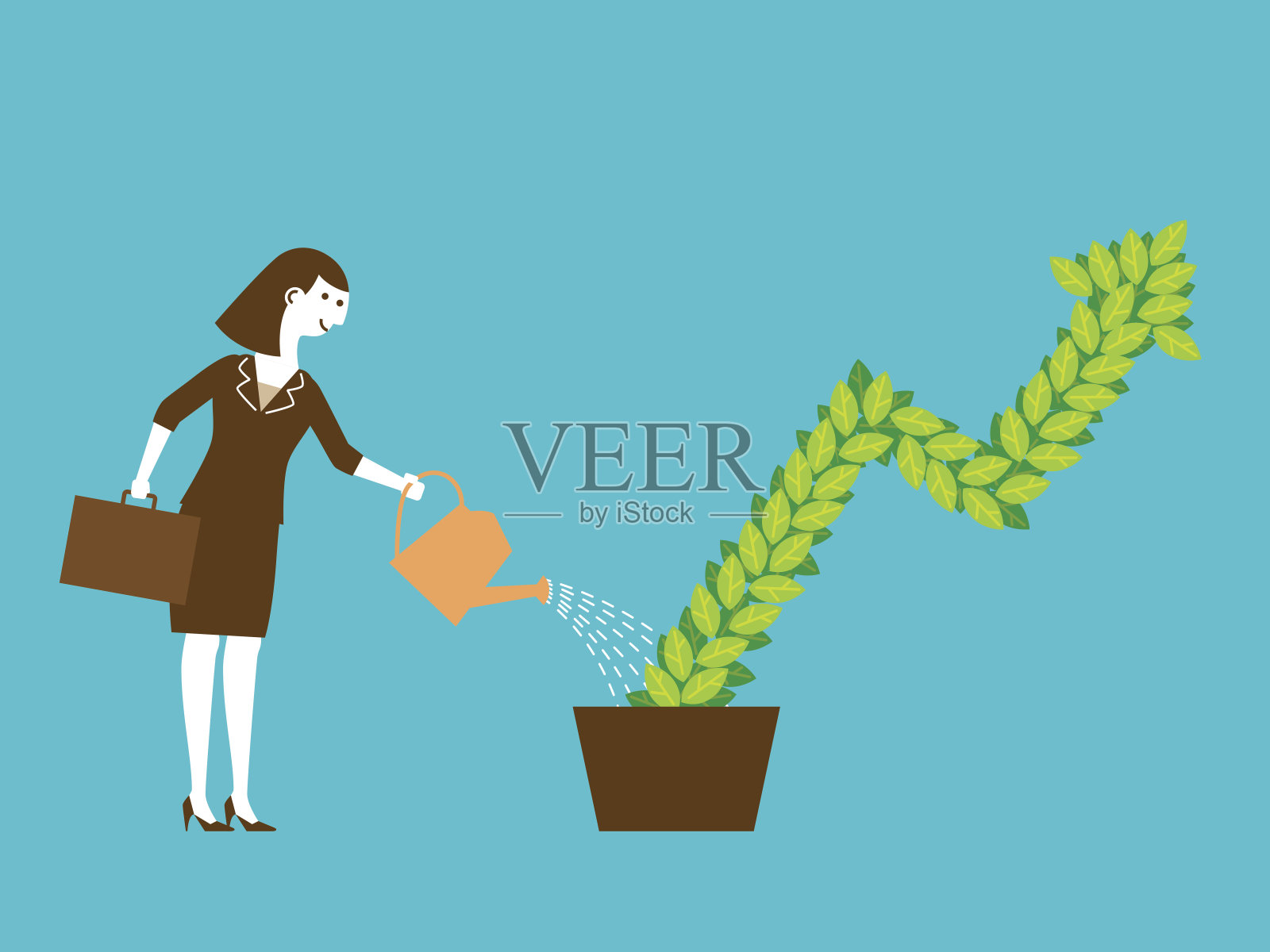 女商人成长投资工厂|新的商业概念插画图片素材