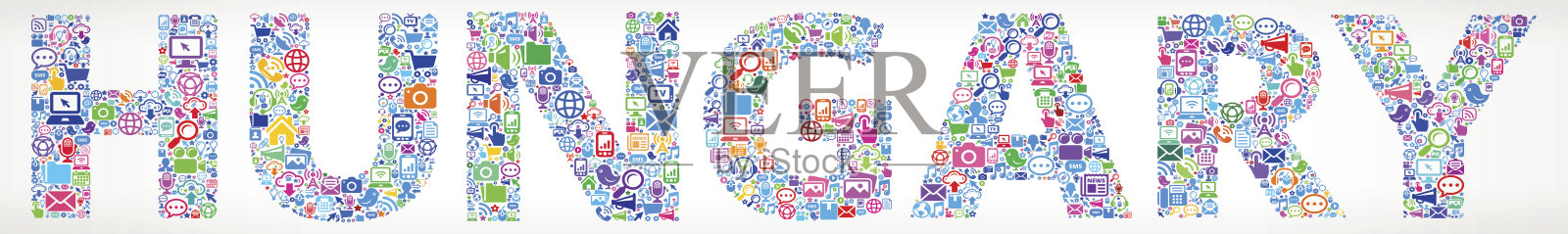 匈牙利未来和互联网通信技术矢量按钮插画图片素材