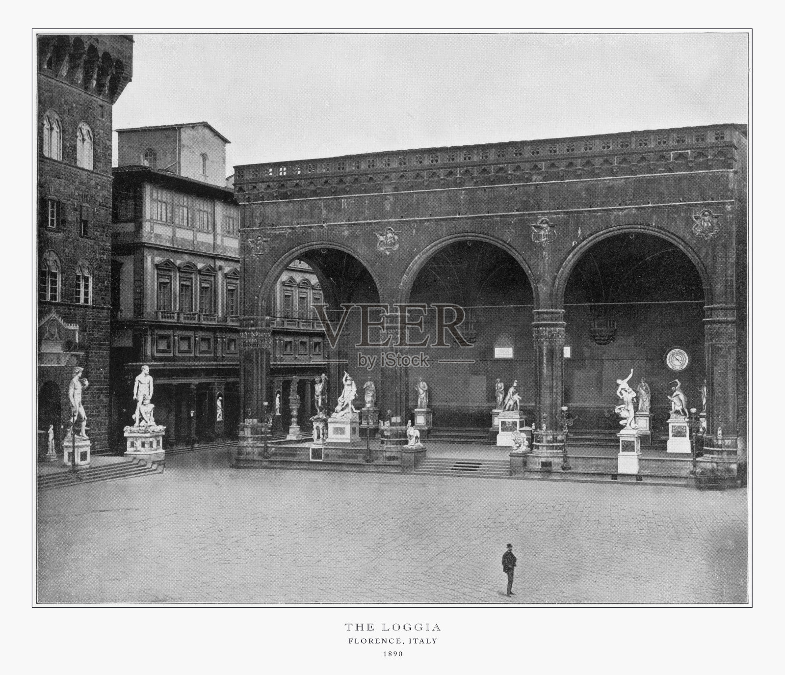 意大利佛罗伦萨凉廊古老照片(1893年)照片摄影图片
