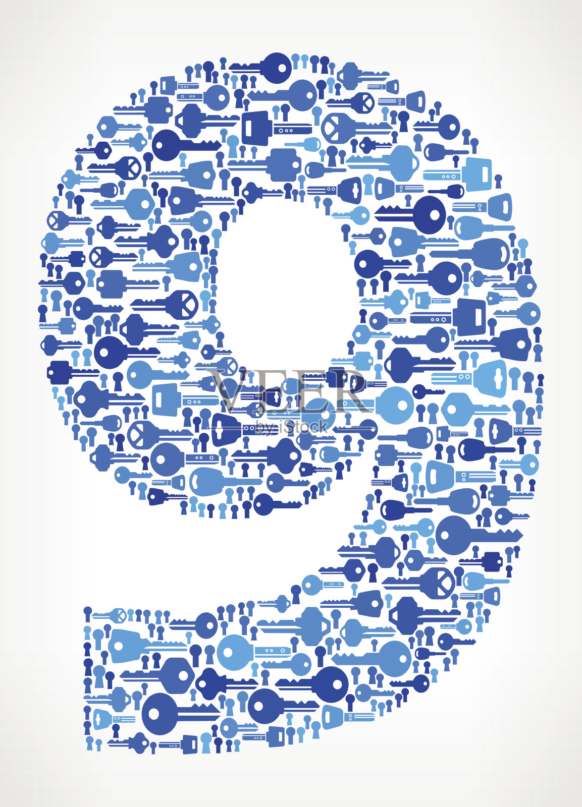 数字9蓝色钥匙和安全图标背景插画图片素材