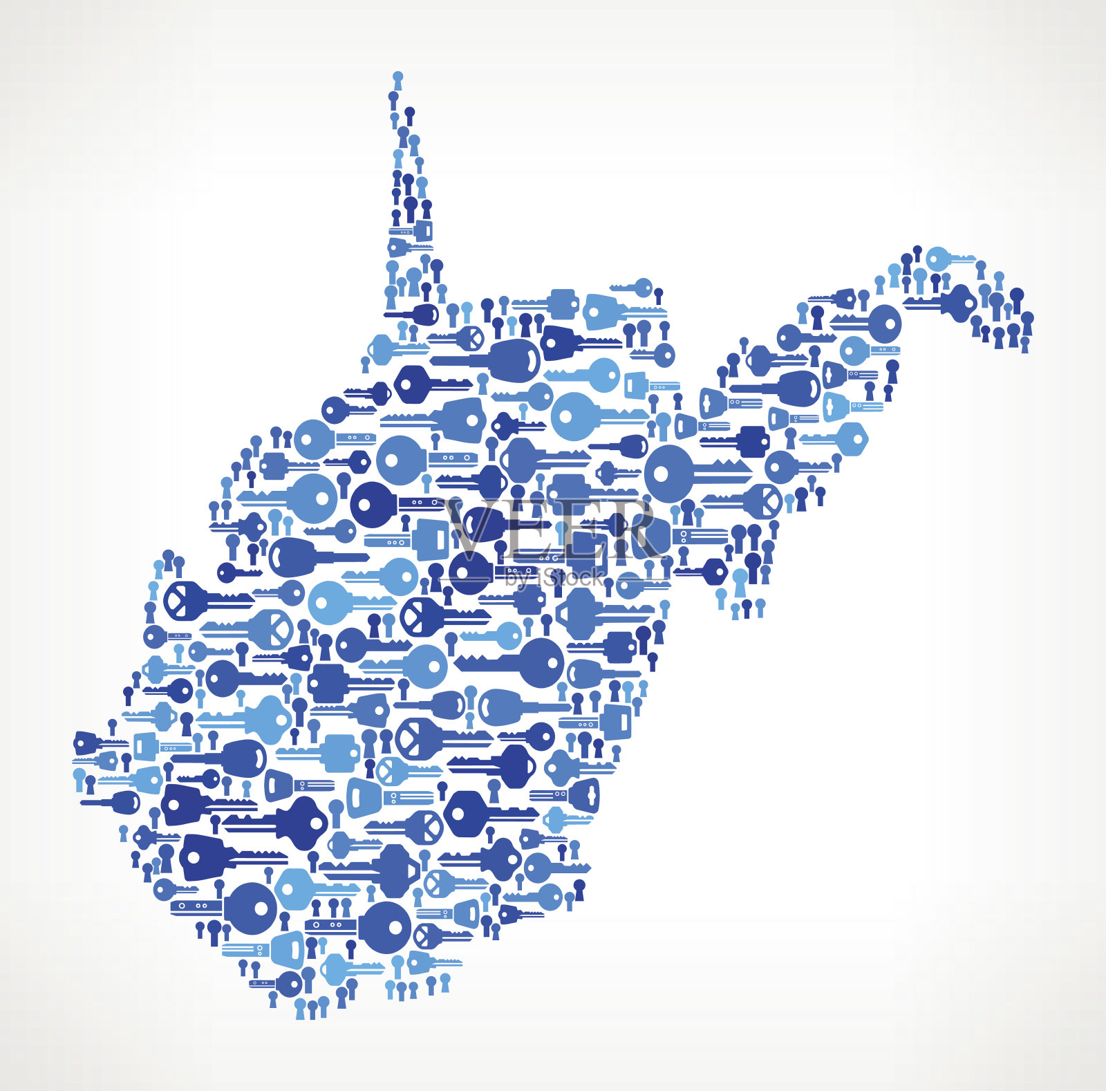 西弗吉尼亚蓝钥匙和安全图标背景插画图片素材