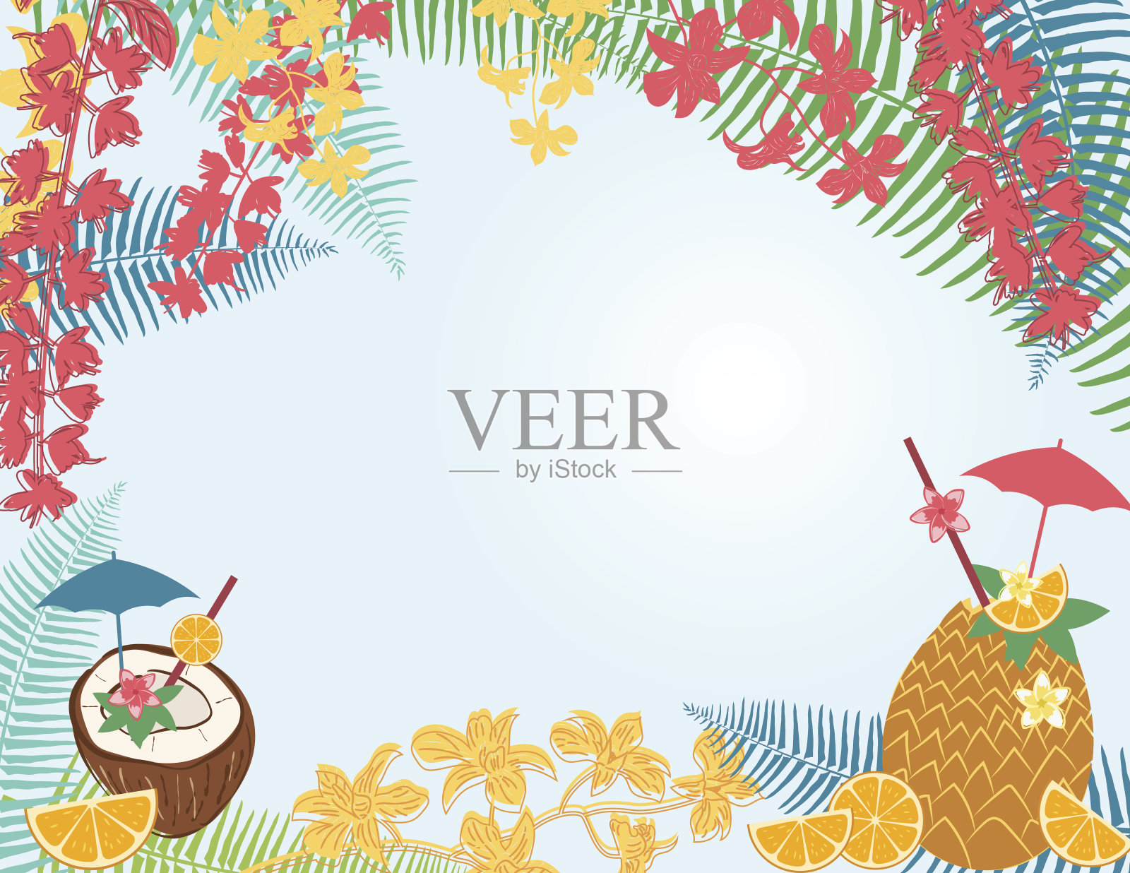 热带植物的背景插画图片素材