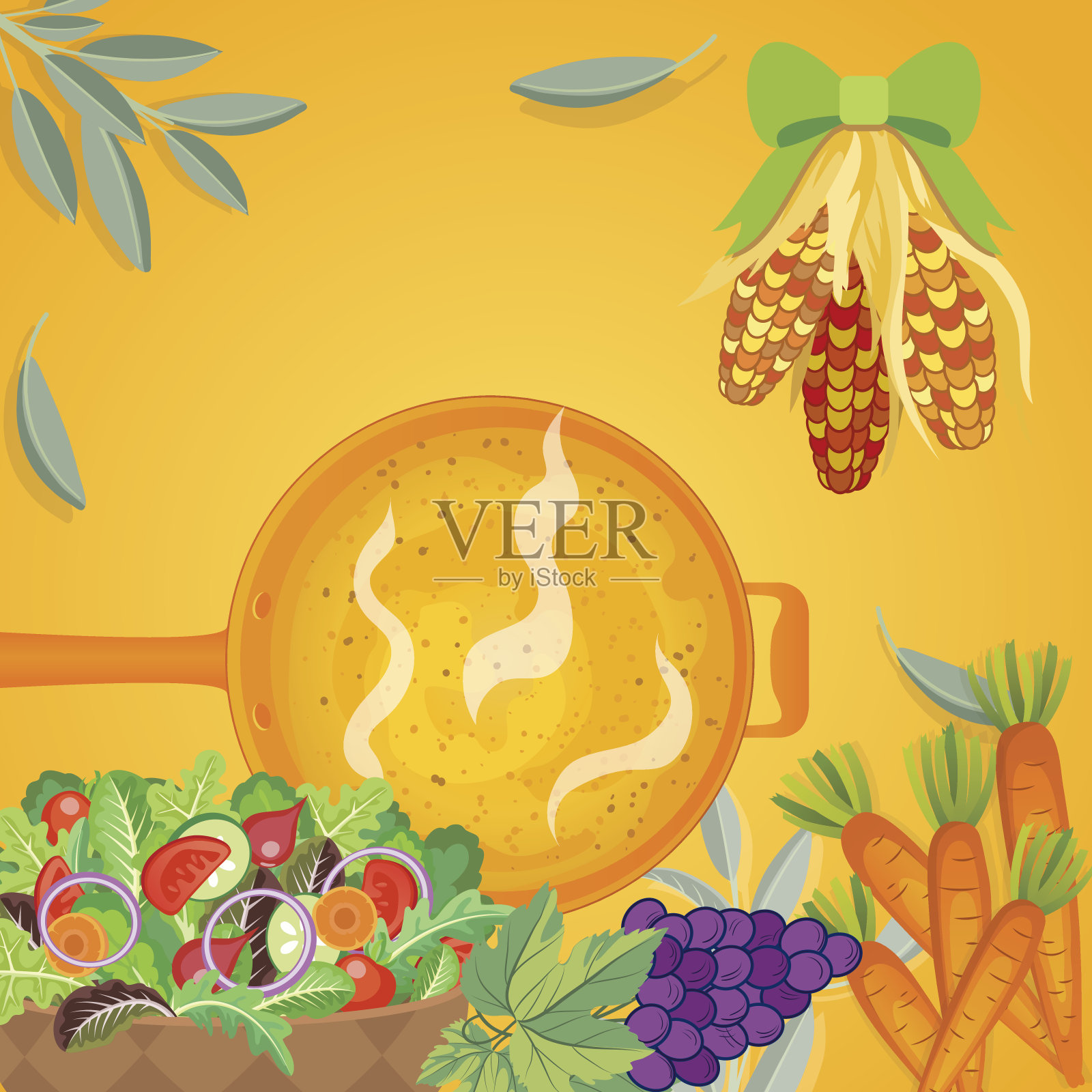 秋季感恩节背景与食物和节日元素插画图片素材