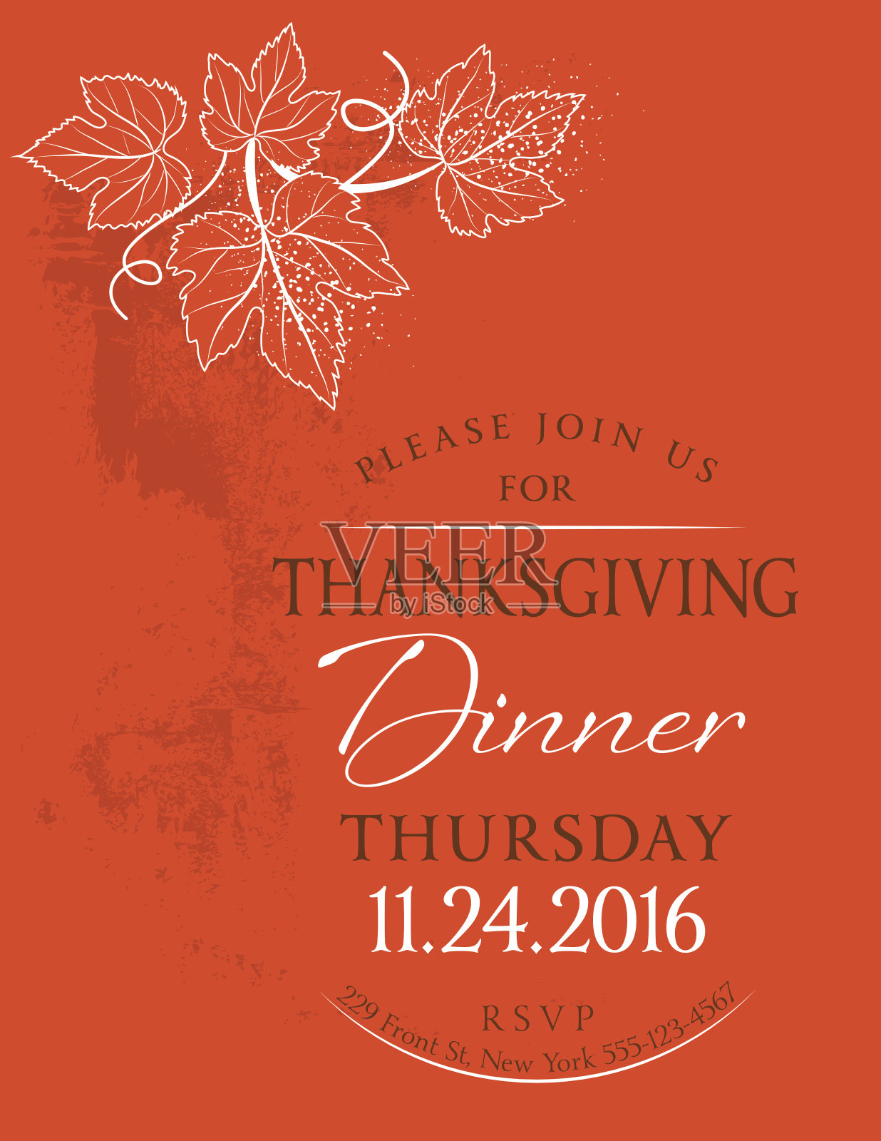 秋季葡萄藤感恩节邀请模板设计模板素材