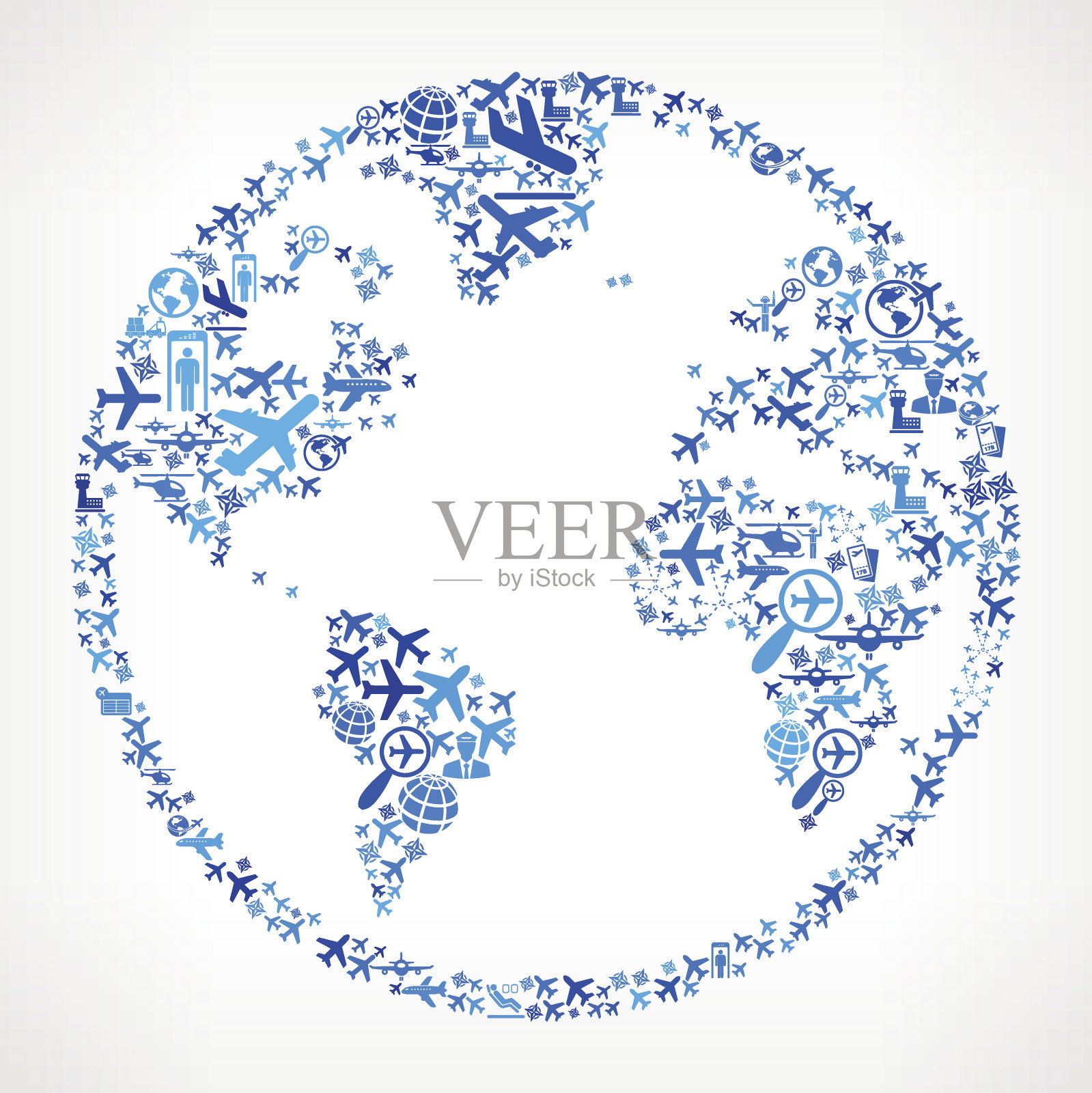 地球航空与飞机矢量图插画图片素材