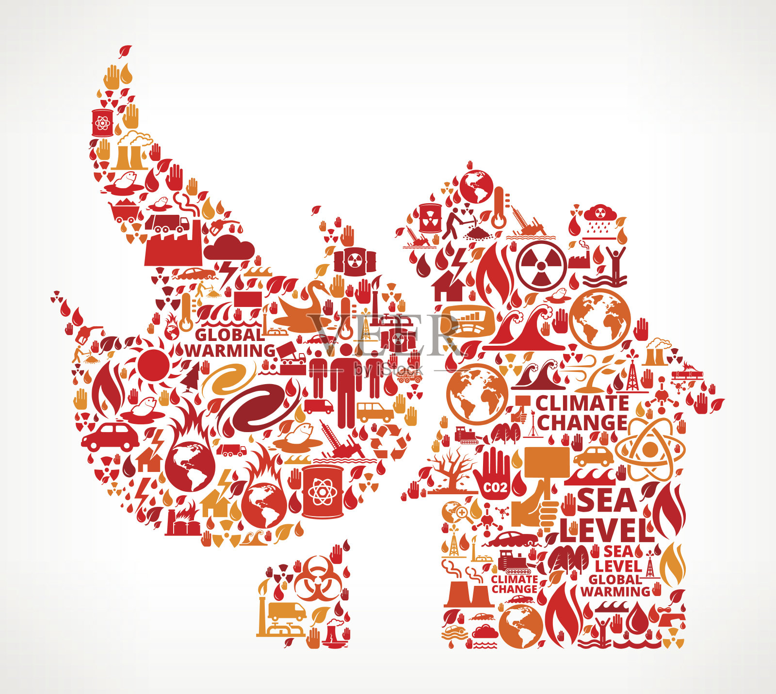 房屋火灾全球变暖气候变化矢量模式插画图片素材