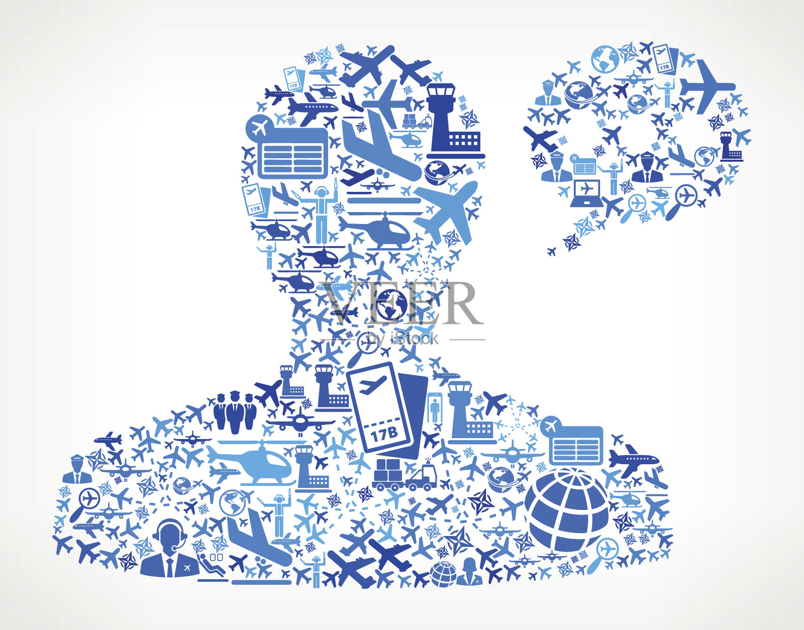 男性通信主管航空和航空飞机矢量图形插画图片素材