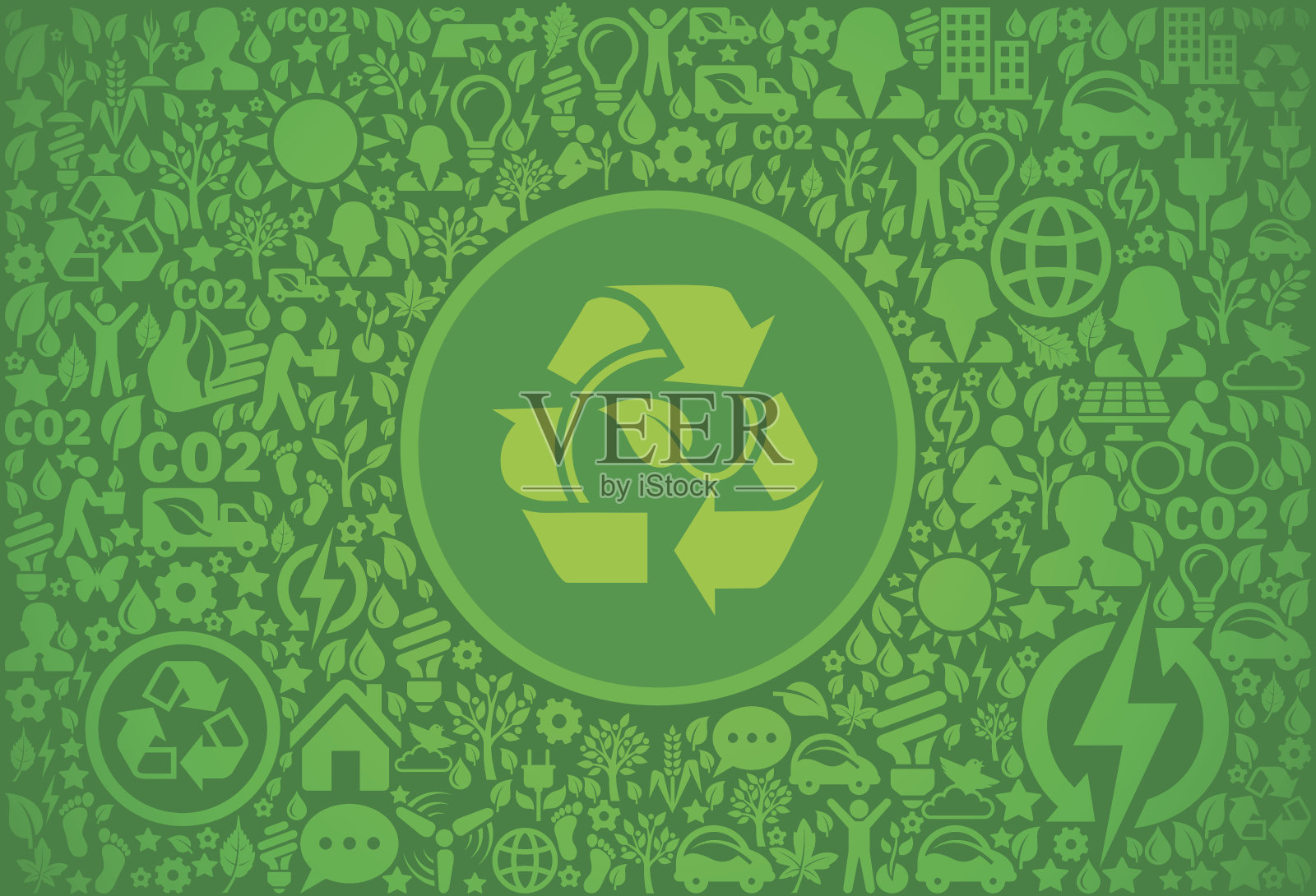 树叶在循环环境绿色矢量图标模式插画图片素材