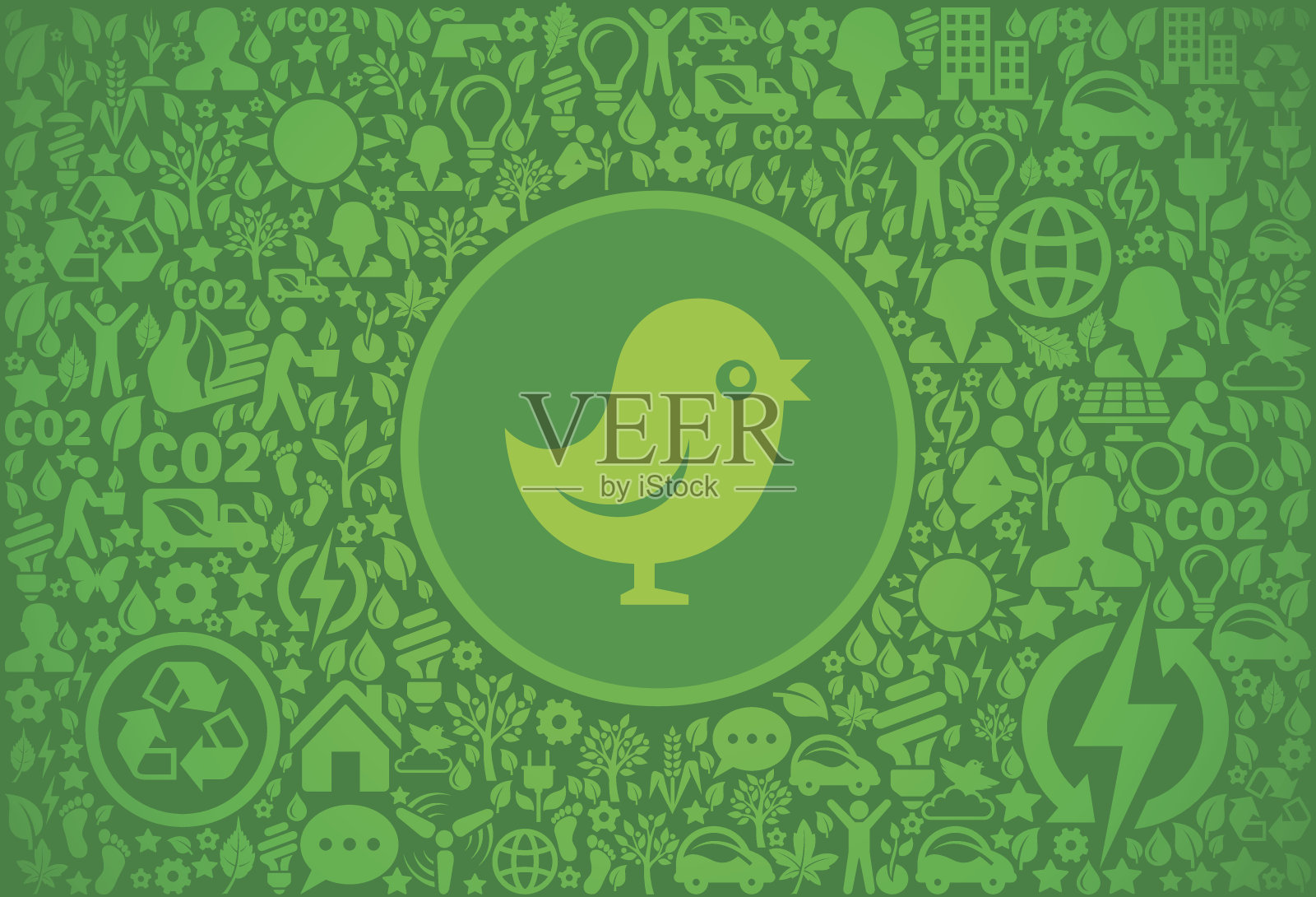 说话鸟环境绿色矢量图标模式插画图片素材