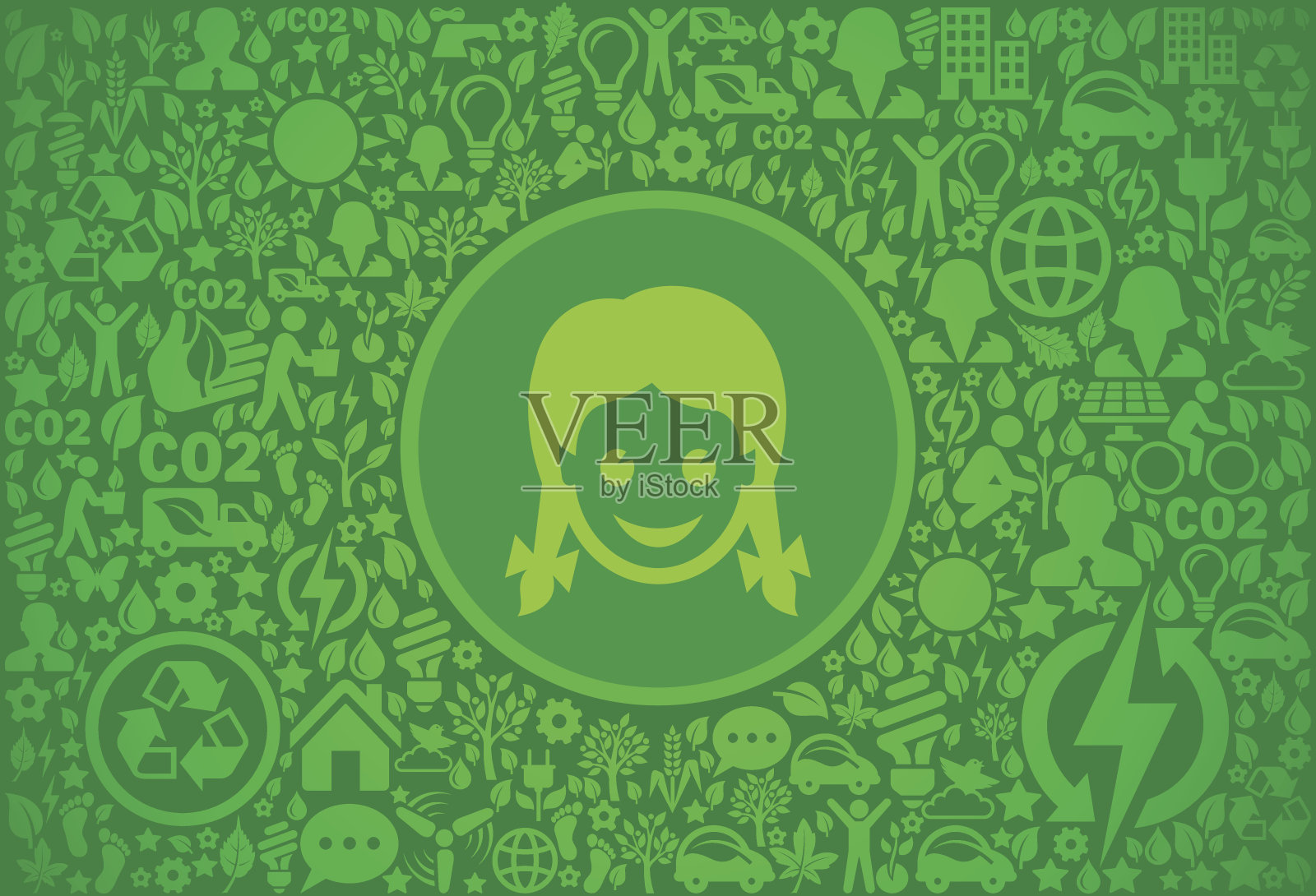 女孩环境绿色矢量图标模式插画图片素材